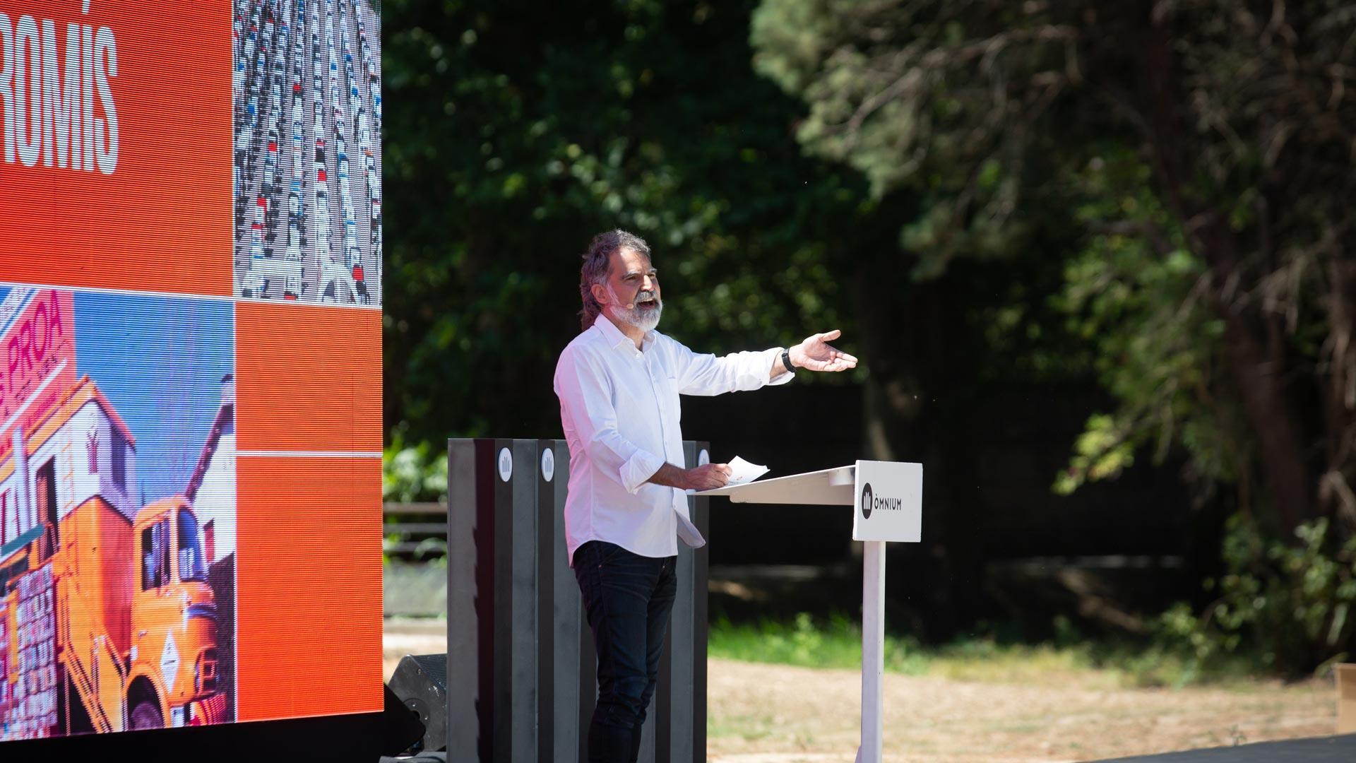 El presidente de Òmnium Cultural, Jordi Cuixart, durante el acto de celebración de los 60 años de la entidad