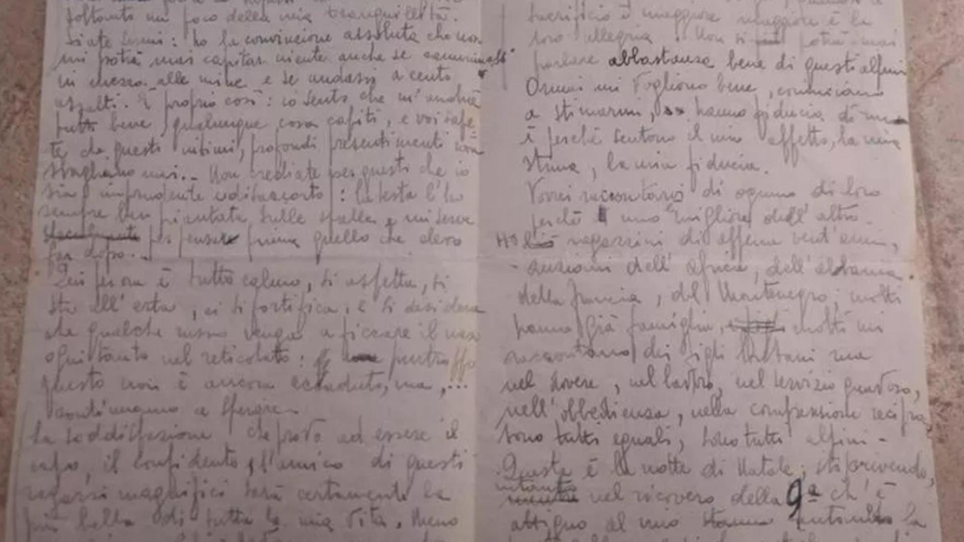 Imagen de la carta del soldado italiano publicada en el periódico La Stampa.