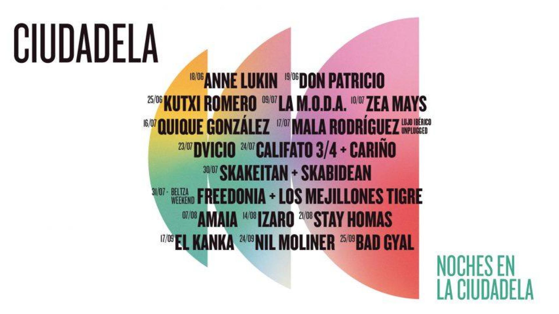 Cartel de los conciertos de 'Las Noches en la Ciudadela'.