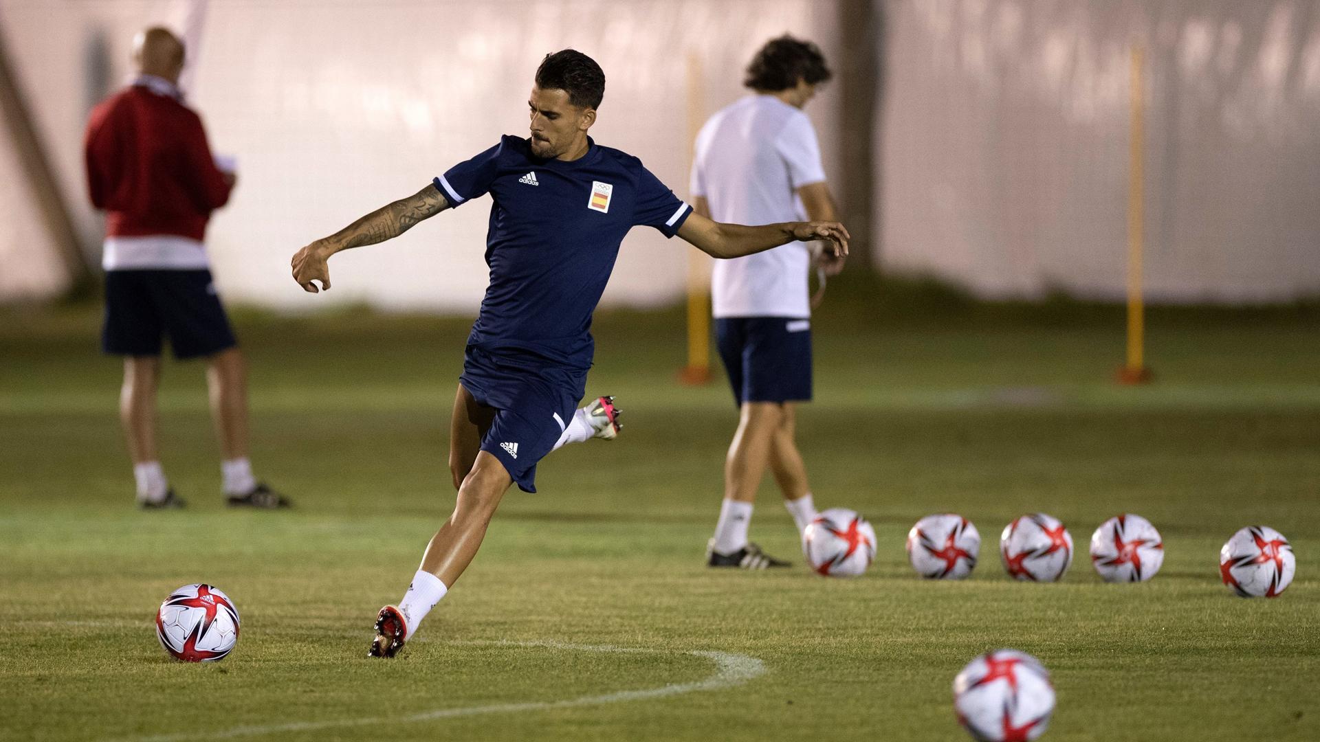 Dani Ceballos, en una de las sesiones de entrenamiento de la selección en Japón