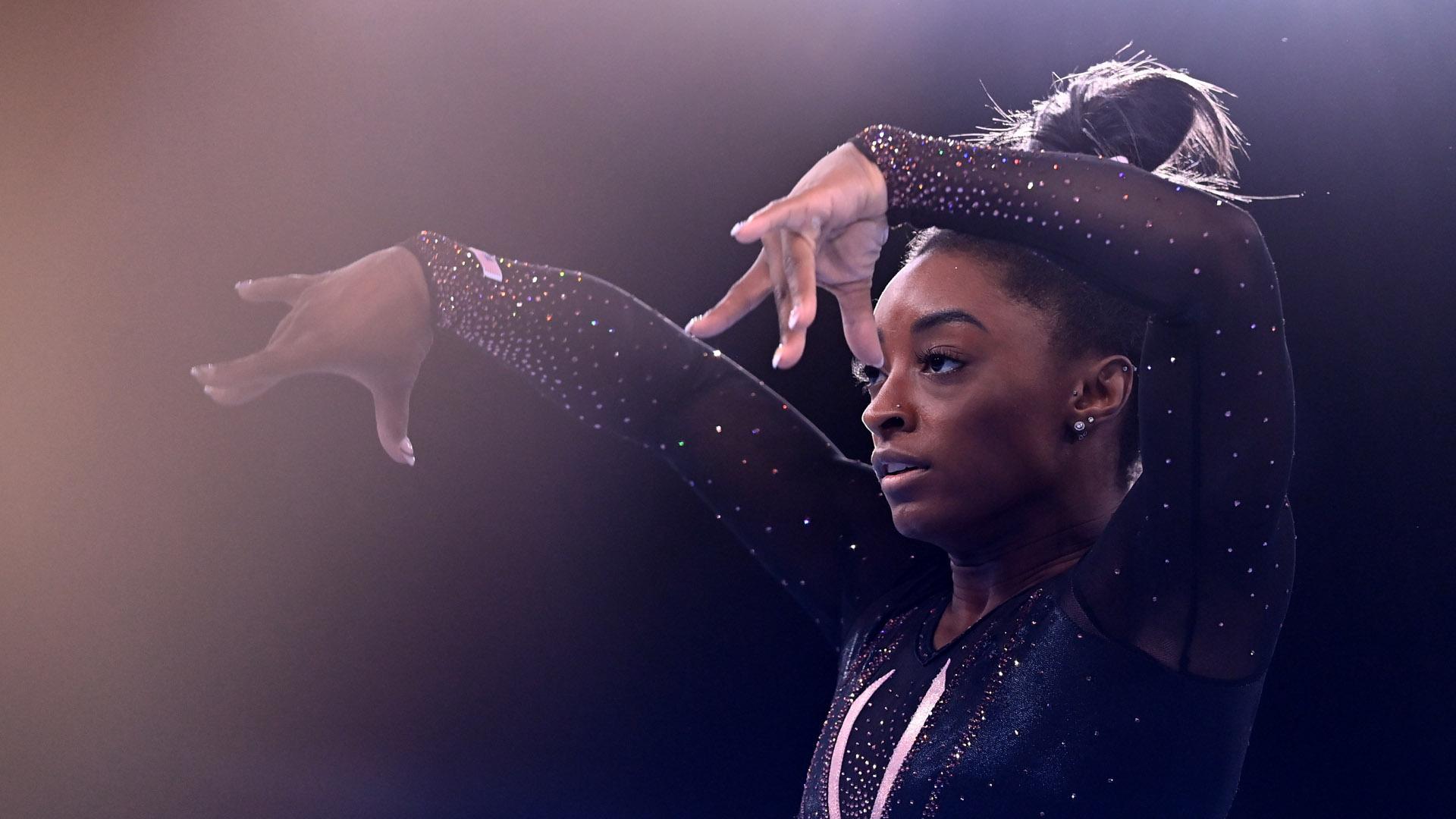 Simone Biles, en un entrenamiento en Tokio