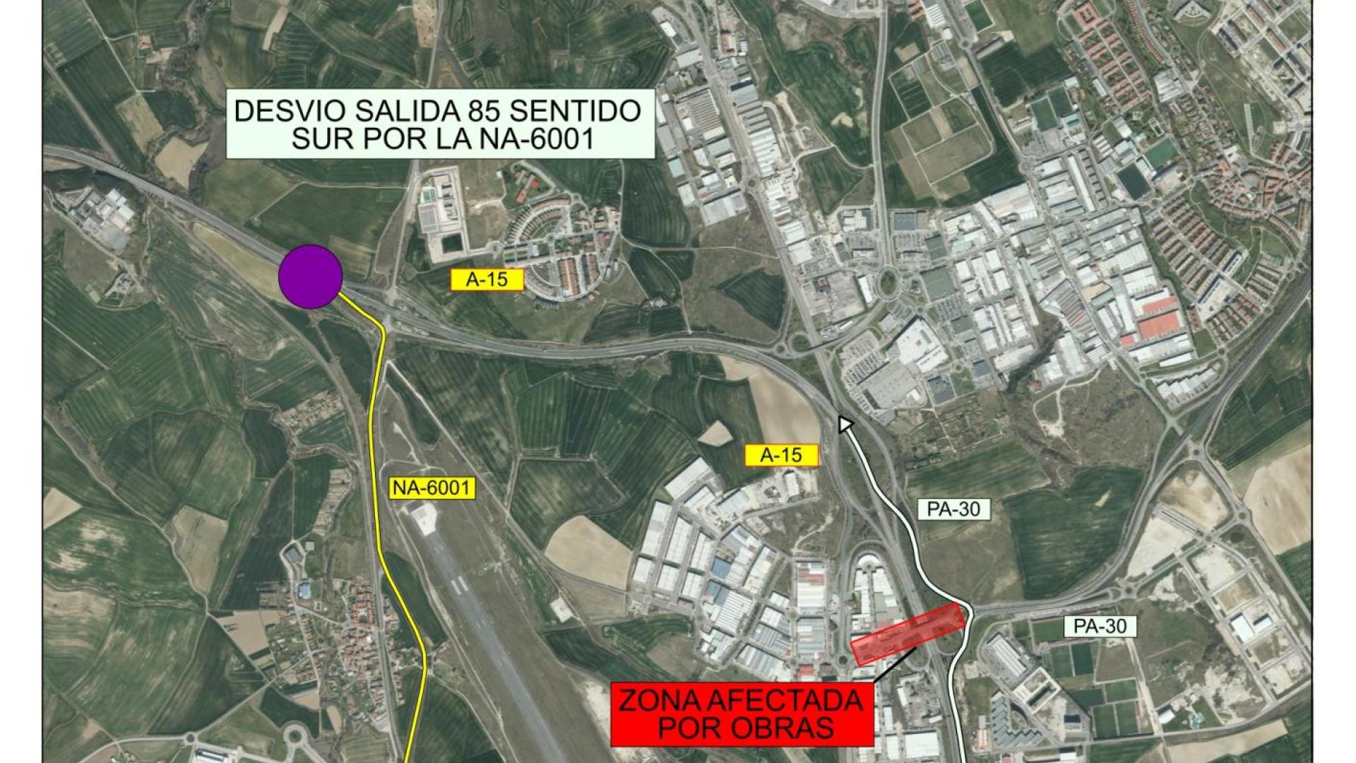 Desvíos para vehículos especiales por obras en el puente de la PA-30 sobre la AP-15
