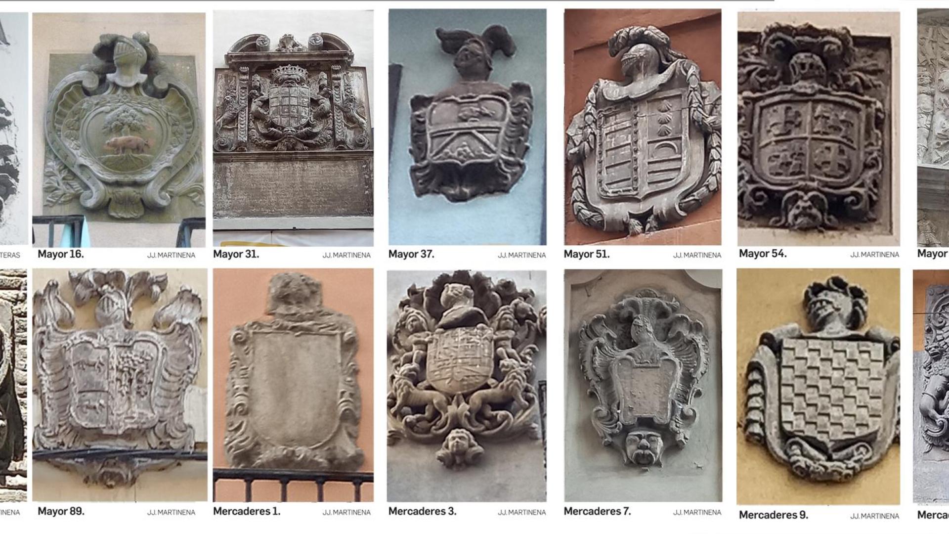 Combo de los escudos de las calles Lindachiquía, Mayor y Mercaderes