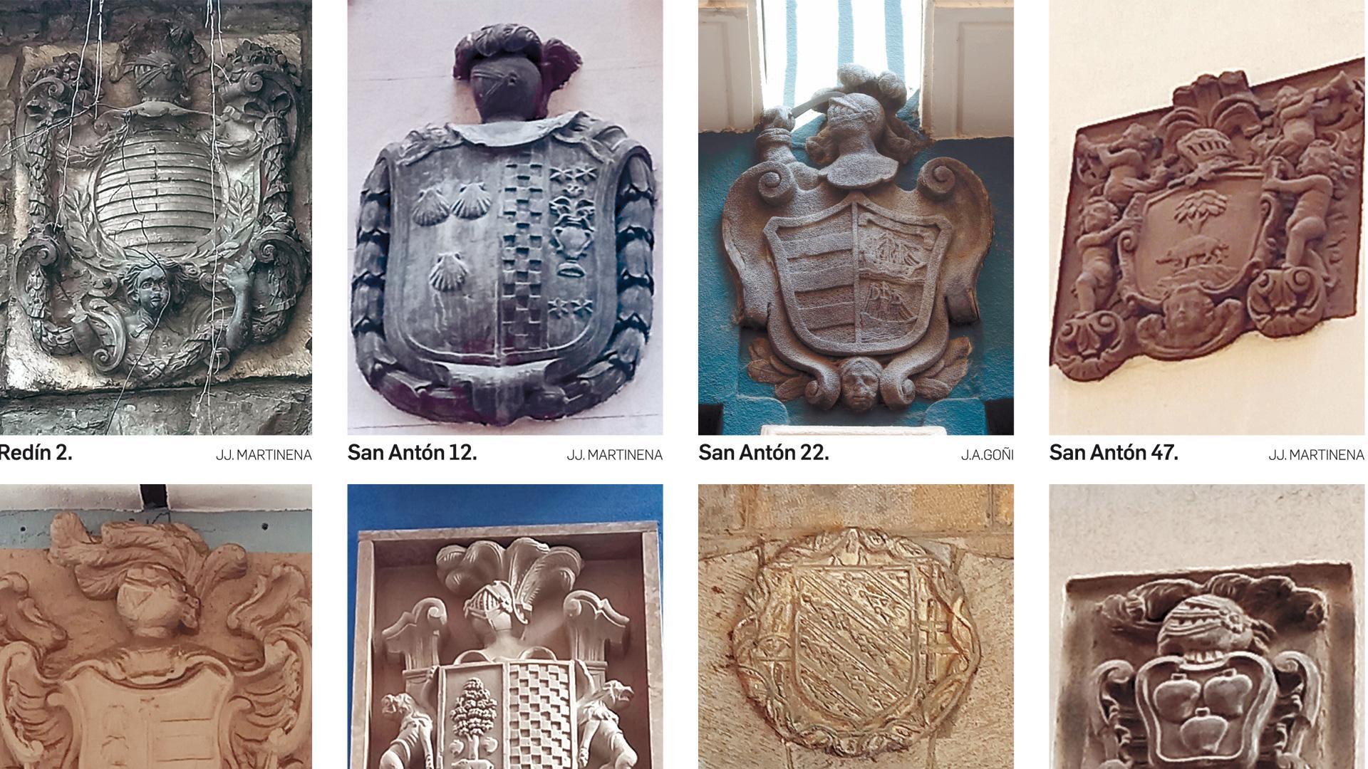 Combo de los escudos de las calles del Redín, San Antón, San Francisco, San Nicolás y plaza de San José