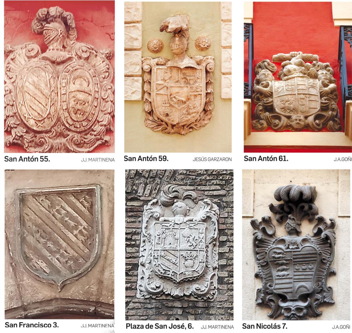 Combo de los escudos de las calles del Redín, San Antón, San Francisco, San Nicolás y plaza de San José