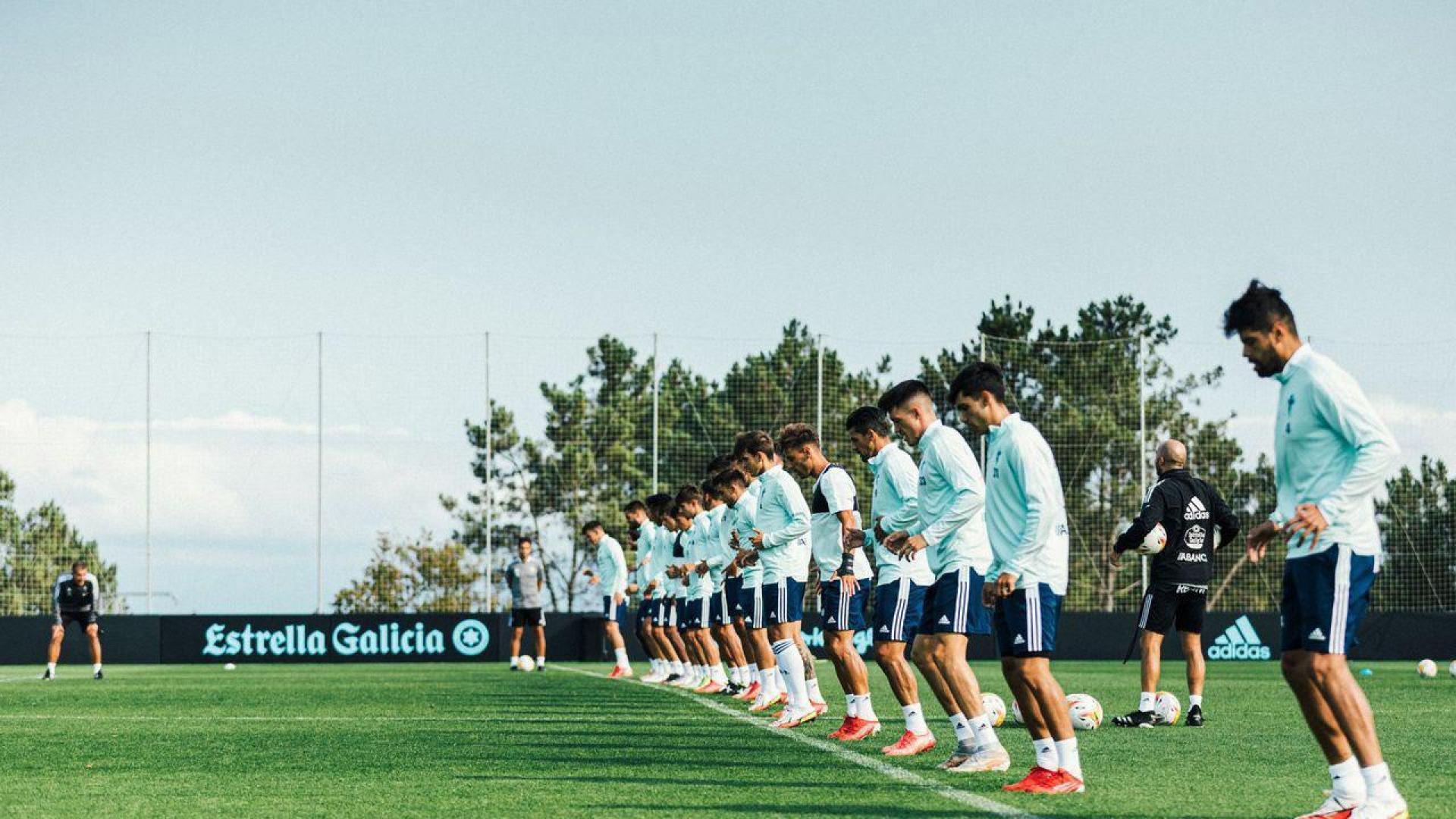 Jugadores del Celta durante un entrenamiento
