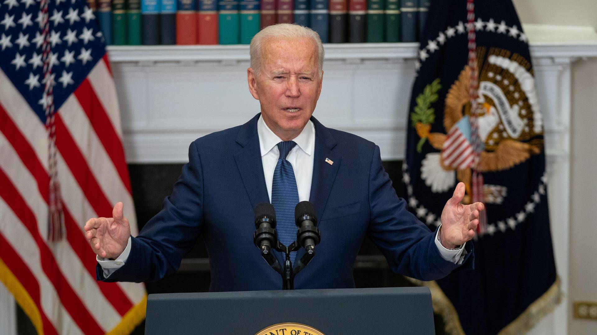 El presidente estadounidense, Joe Biden, en la comparecencia ante los medios desde la Casa Blanca.