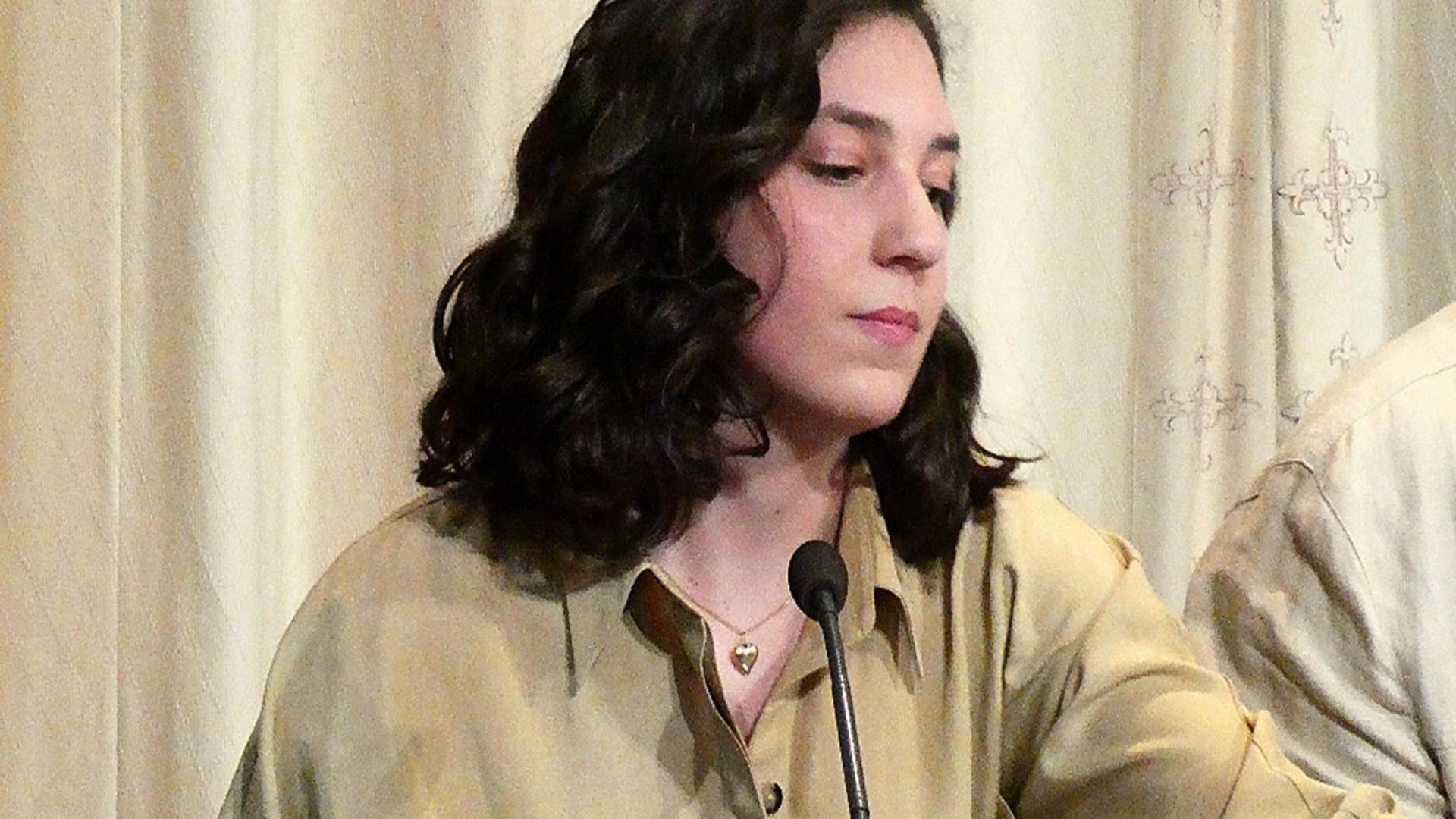 Aitana Monzón, durante la presentación de un libro en la UNED de Tudela en 2019
