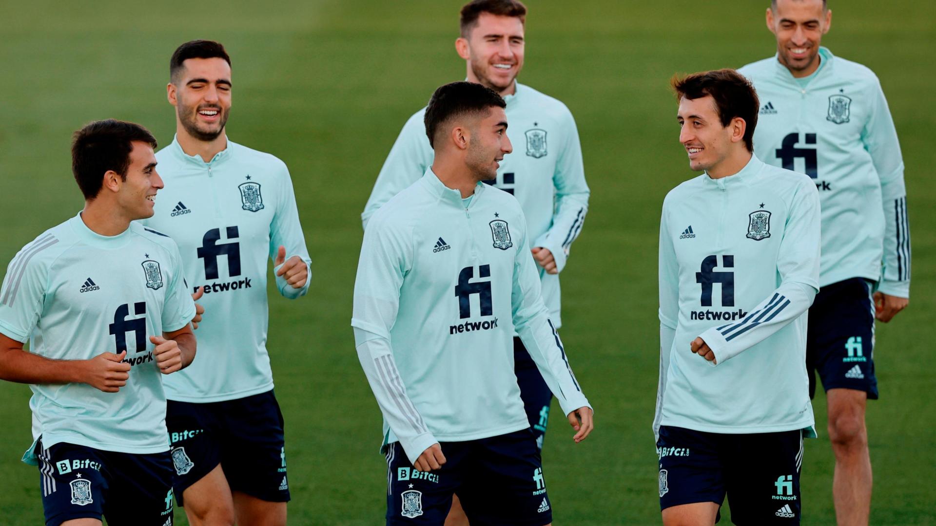 Entrenamiento previo de la selección española antes de medirse a Italia
