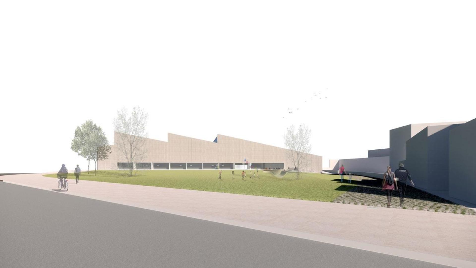 Recreación del exterior del polideportivo de Buztintxuri