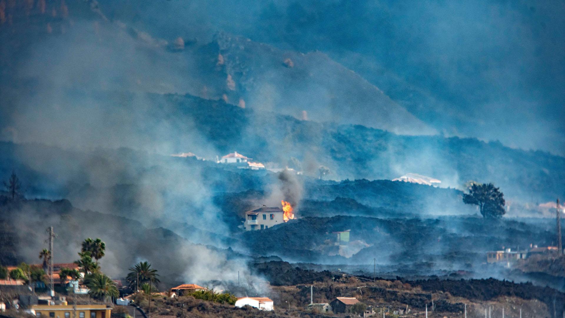 Colada liberada por el derrumbe del flanco norte del volcán de Cumbre Vieja