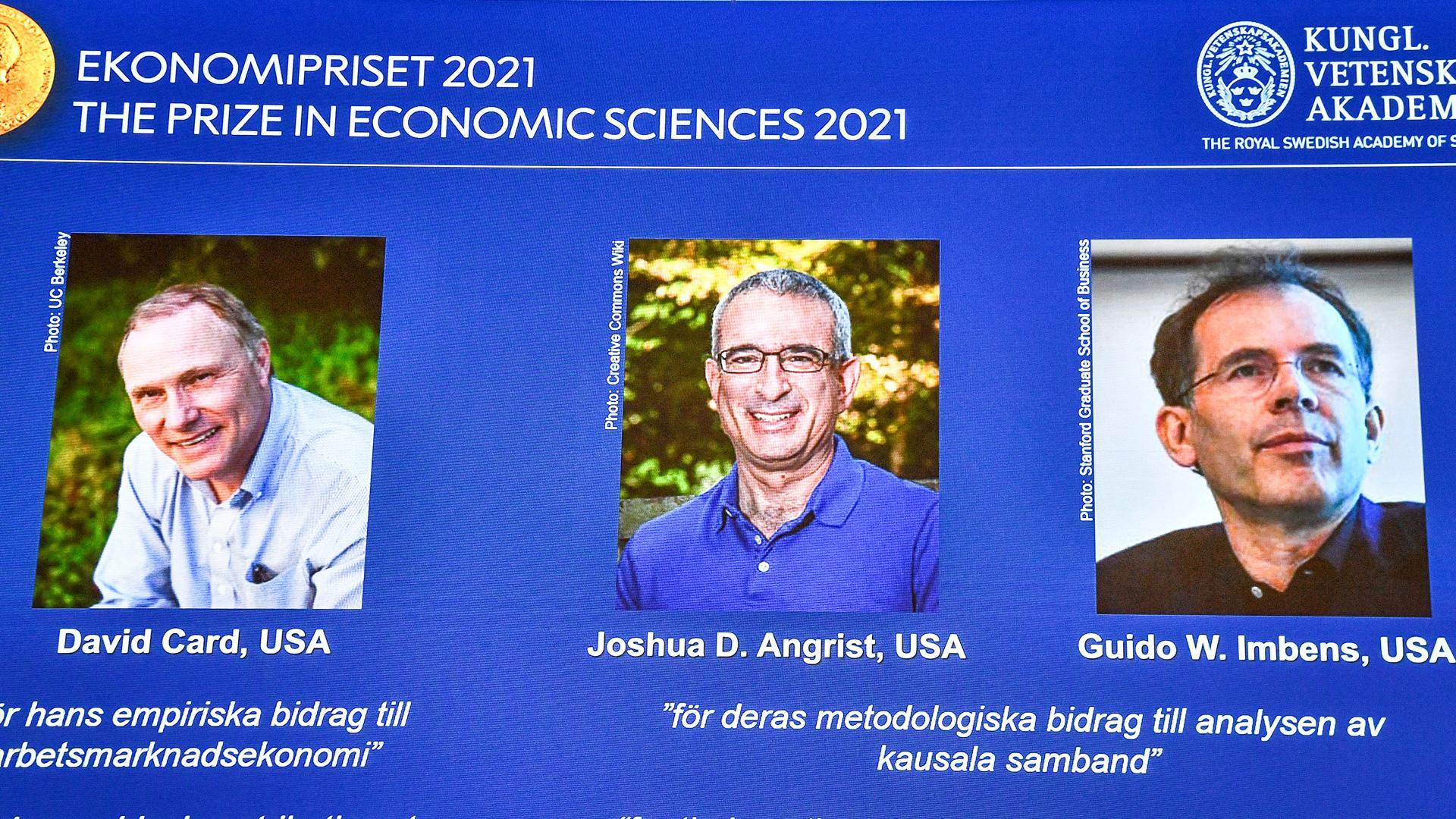 David Card, Joshua D. Angrist y Guido W. Imbens, premios Nobel de Economía