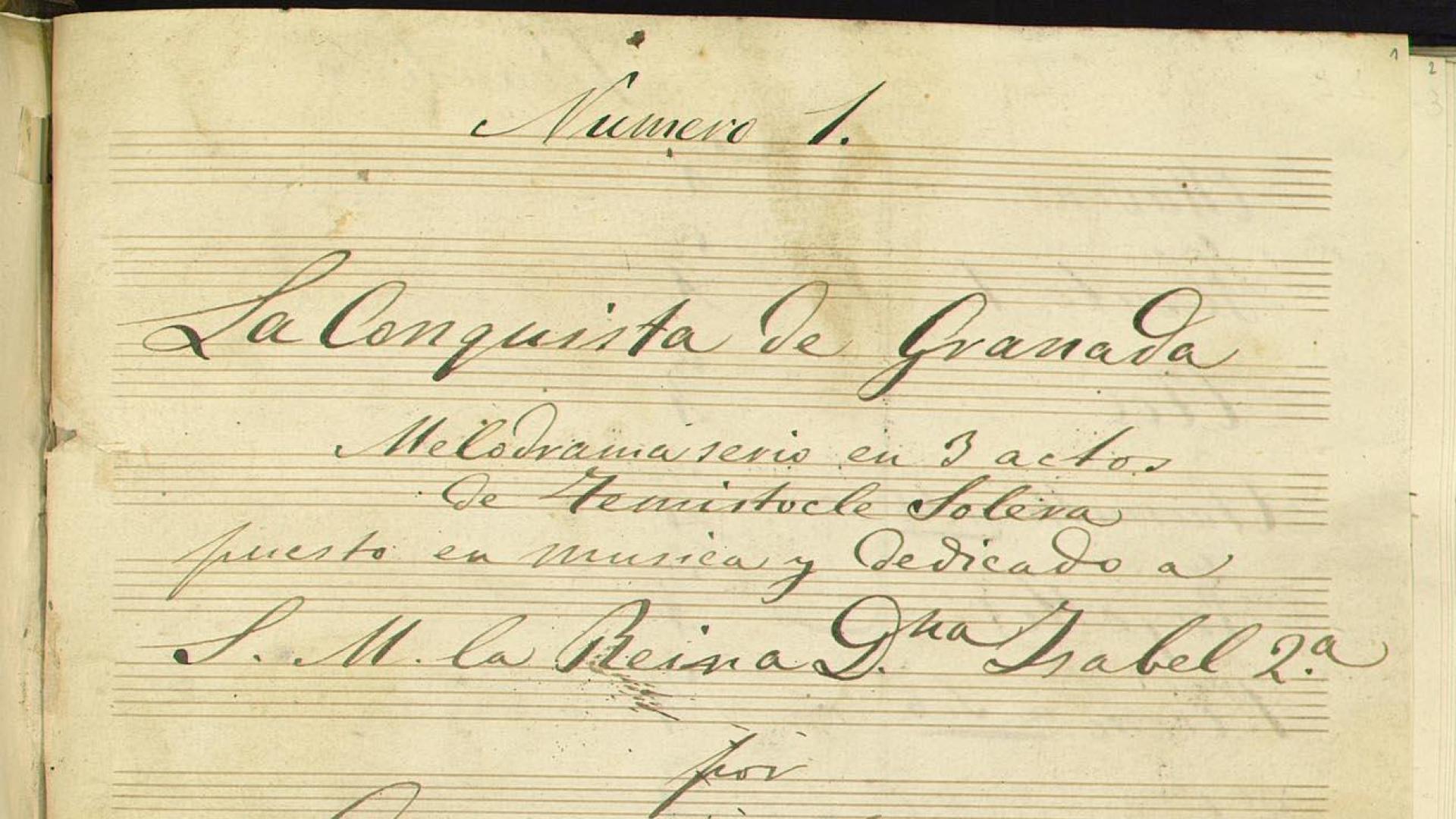 Imagen de la partitura de 'La Conquista de Granada'.