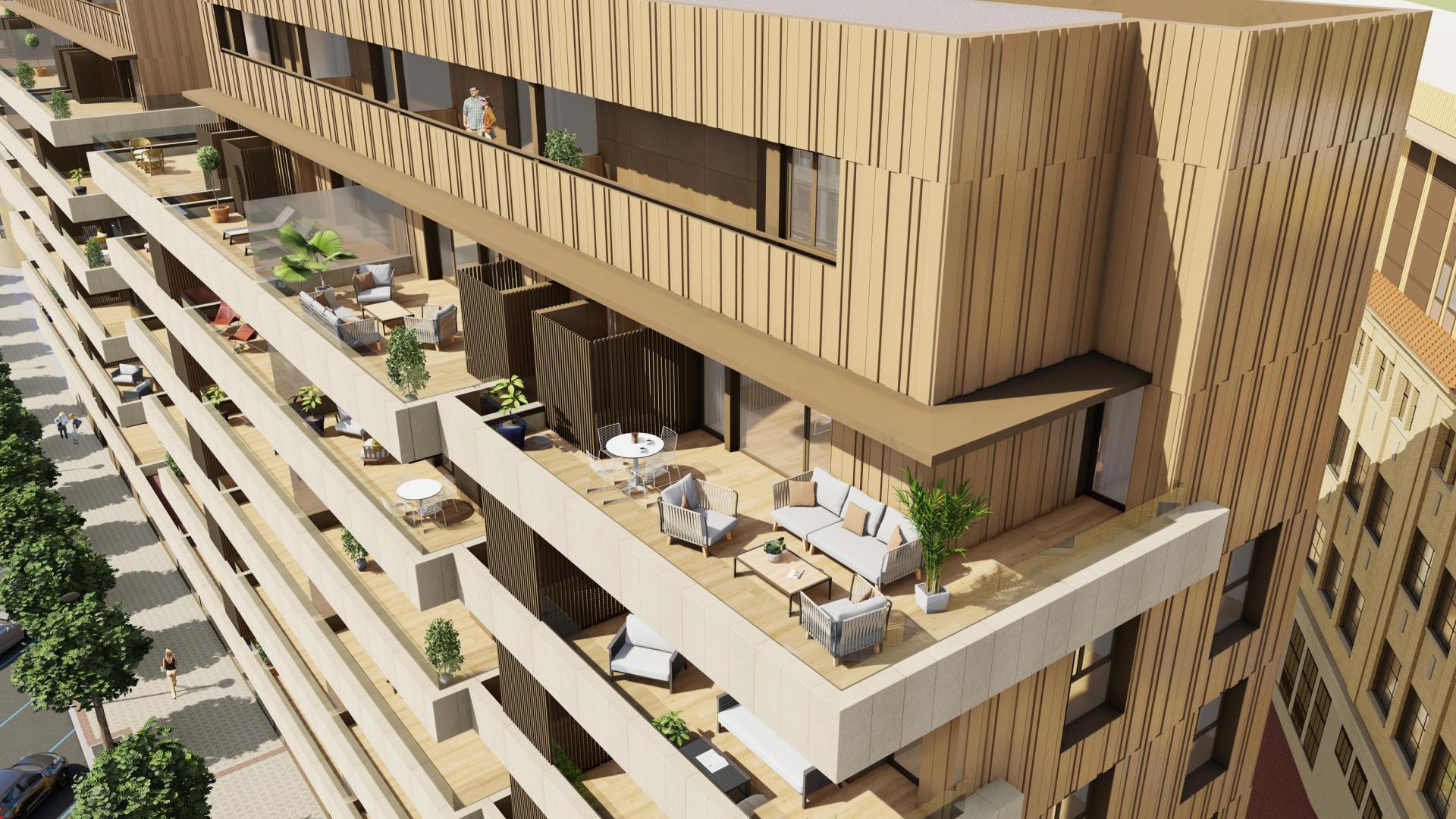 Uno de los elementos más reseñables del edificio son sus magníficas terrazas con orientación sur.