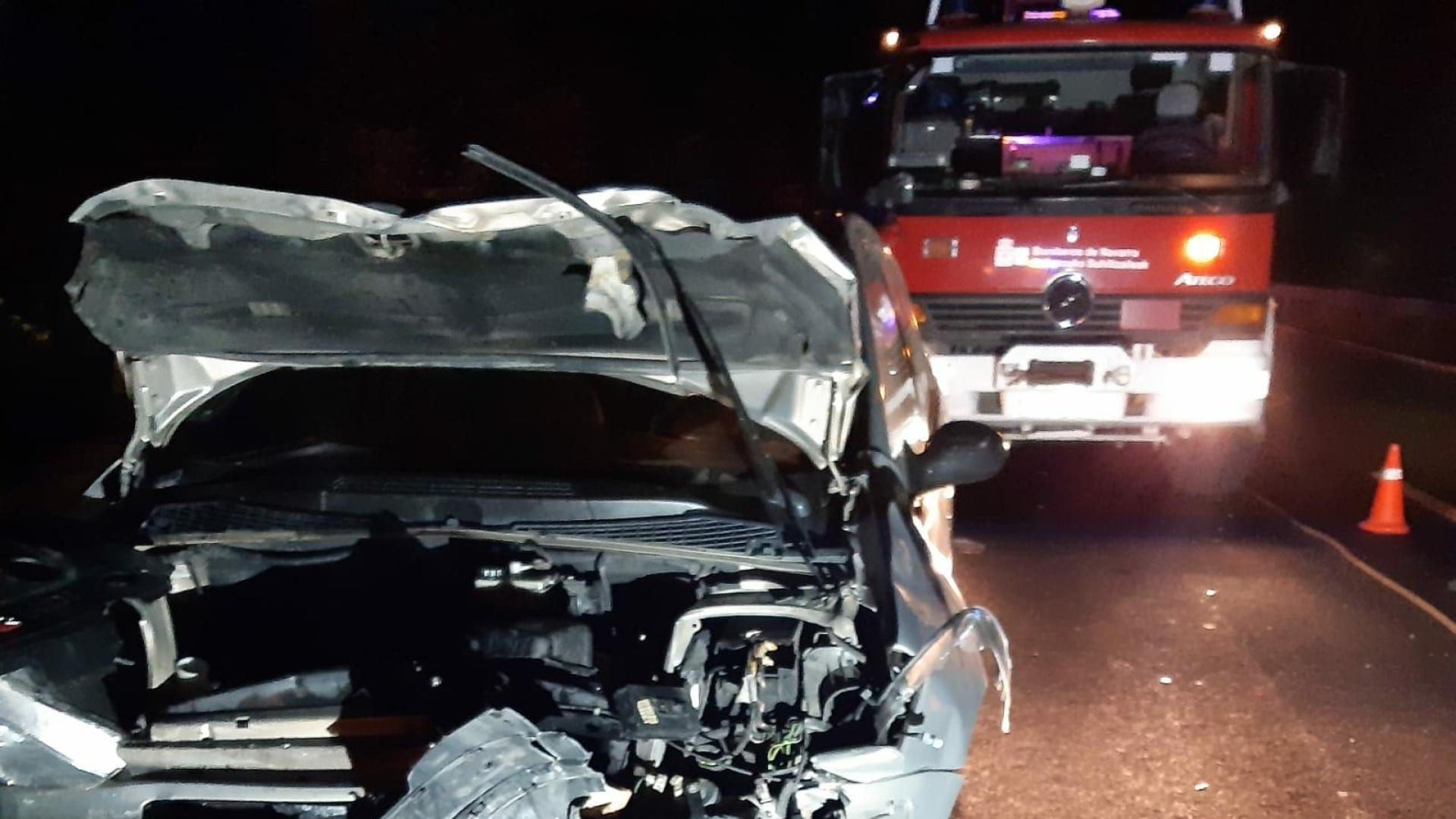 Estado en el que ha quedado uno de los tres vehículos implicados en el accidente en la AP-15