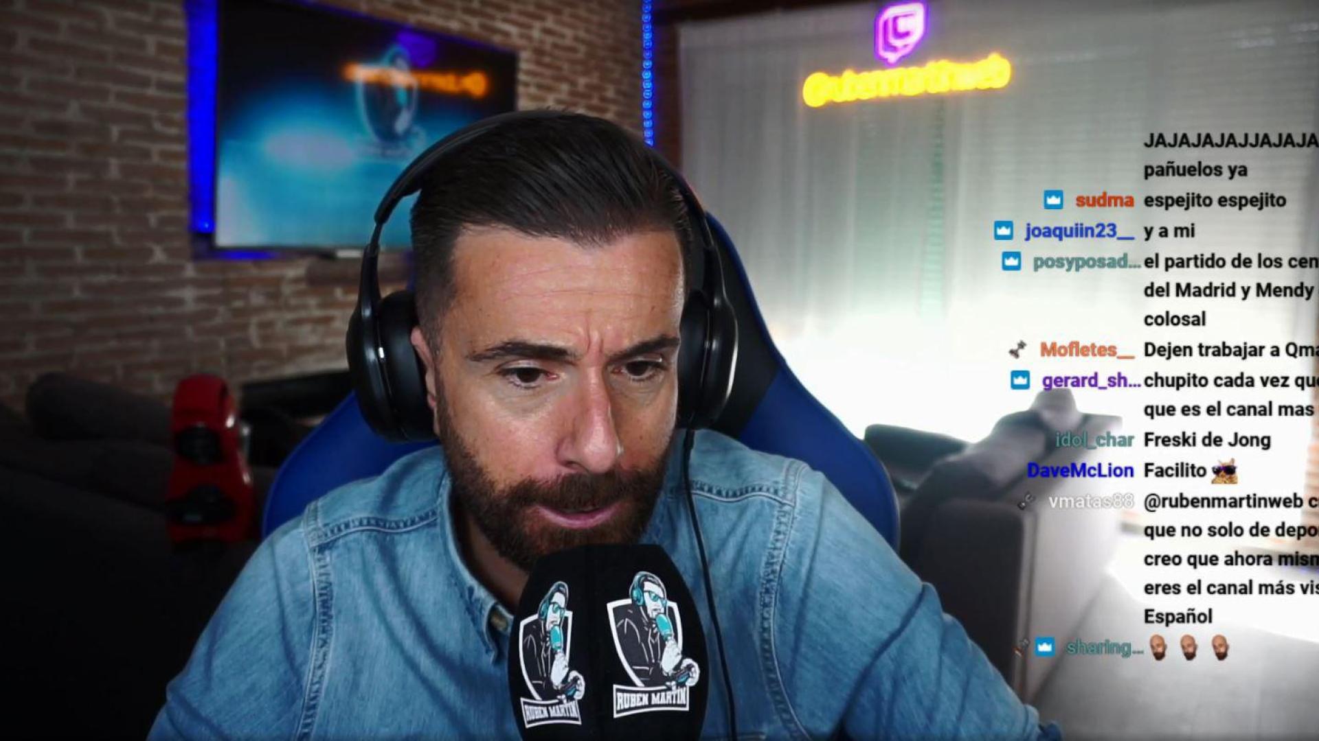 El periodista Rubén Martín en su canal de Twitch