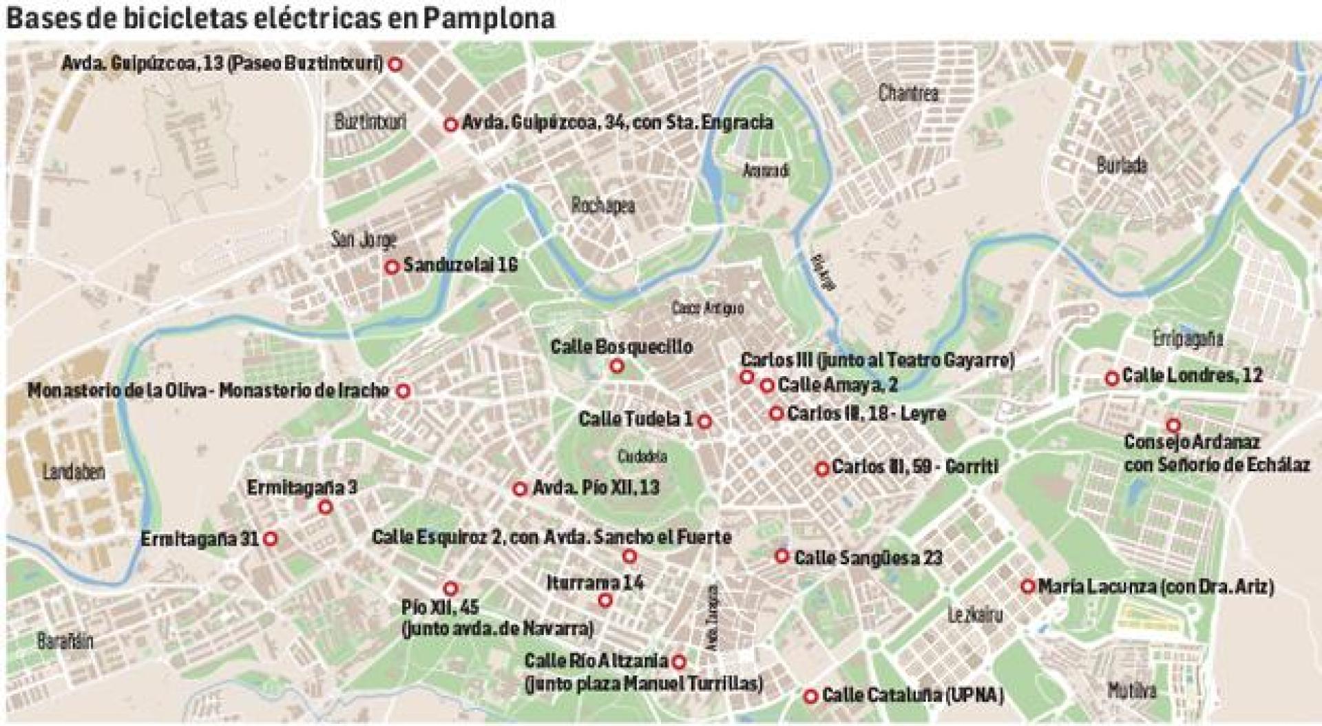 Bases de bicicletas eléctricas en Pamplona