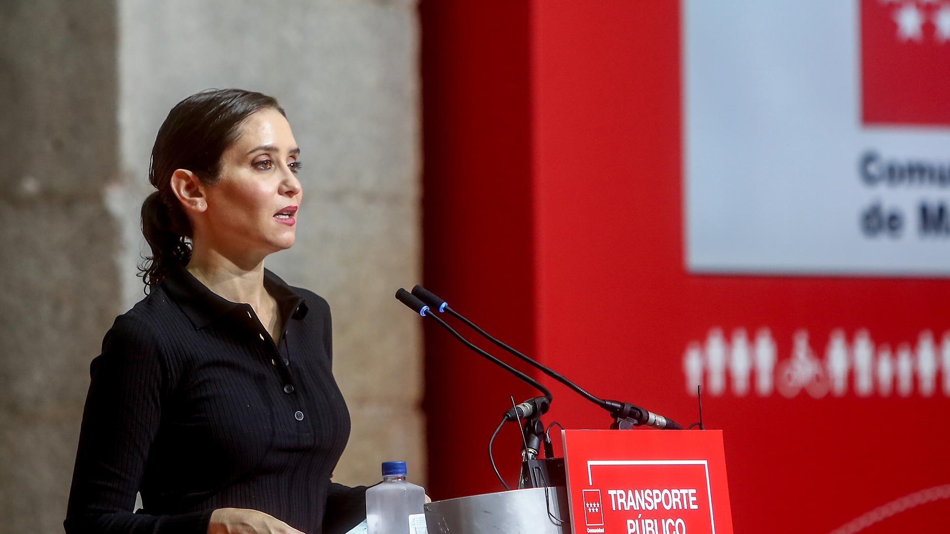 La presidenta de la Comunidad de Madrid, Isabel Díaz Ayuso, durante un acto este sábado