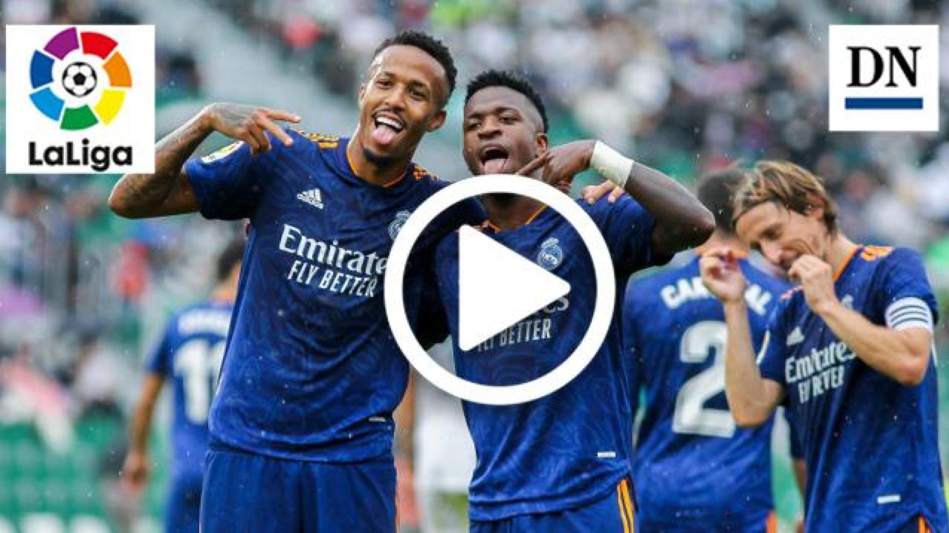 Militao y Vinicius celebran el segundo gol en el partido contra el Elche