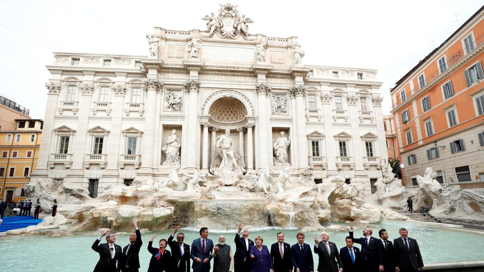 Líderes del G20 en la Fontana de Trevi