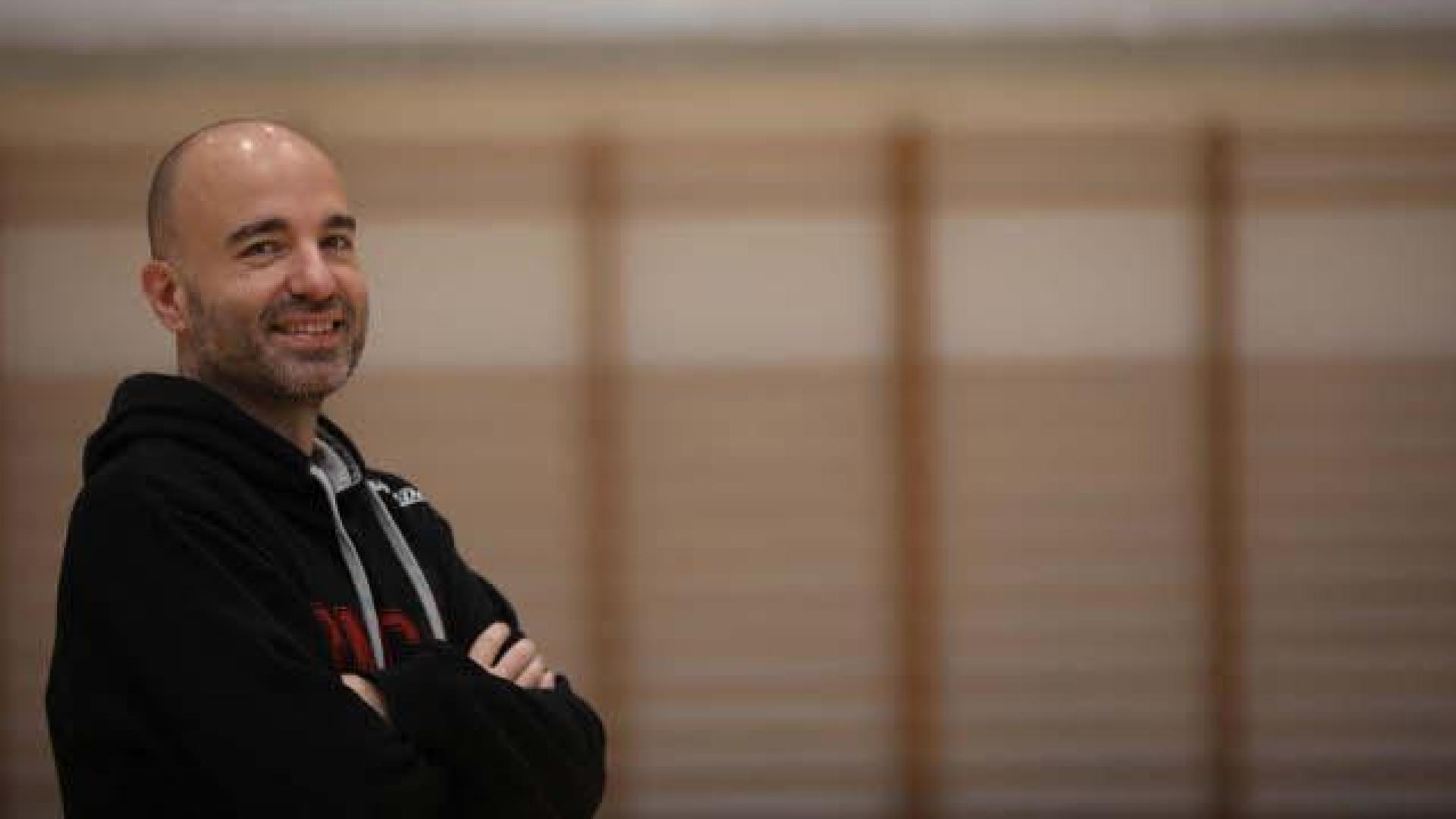 Jordi Juste, entrenador del Basket Navarra Club, el jueves por la mañana en el Polideportivo Arrosadía en Pamplona