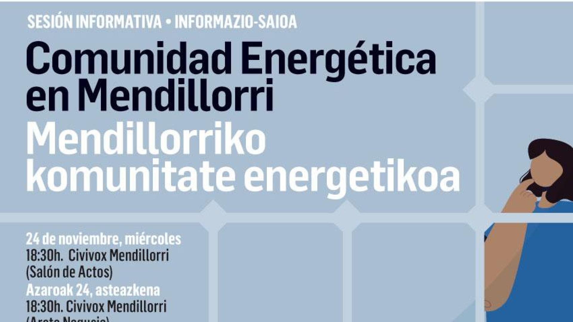 Cartel informativo sobre la Comunidad Energética de Mendillorri