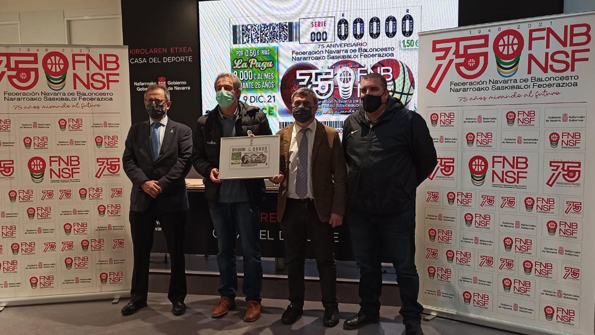 El cupón de la ONCE celebra el 75 aniversario de la Federación Navarra de Baloncesto