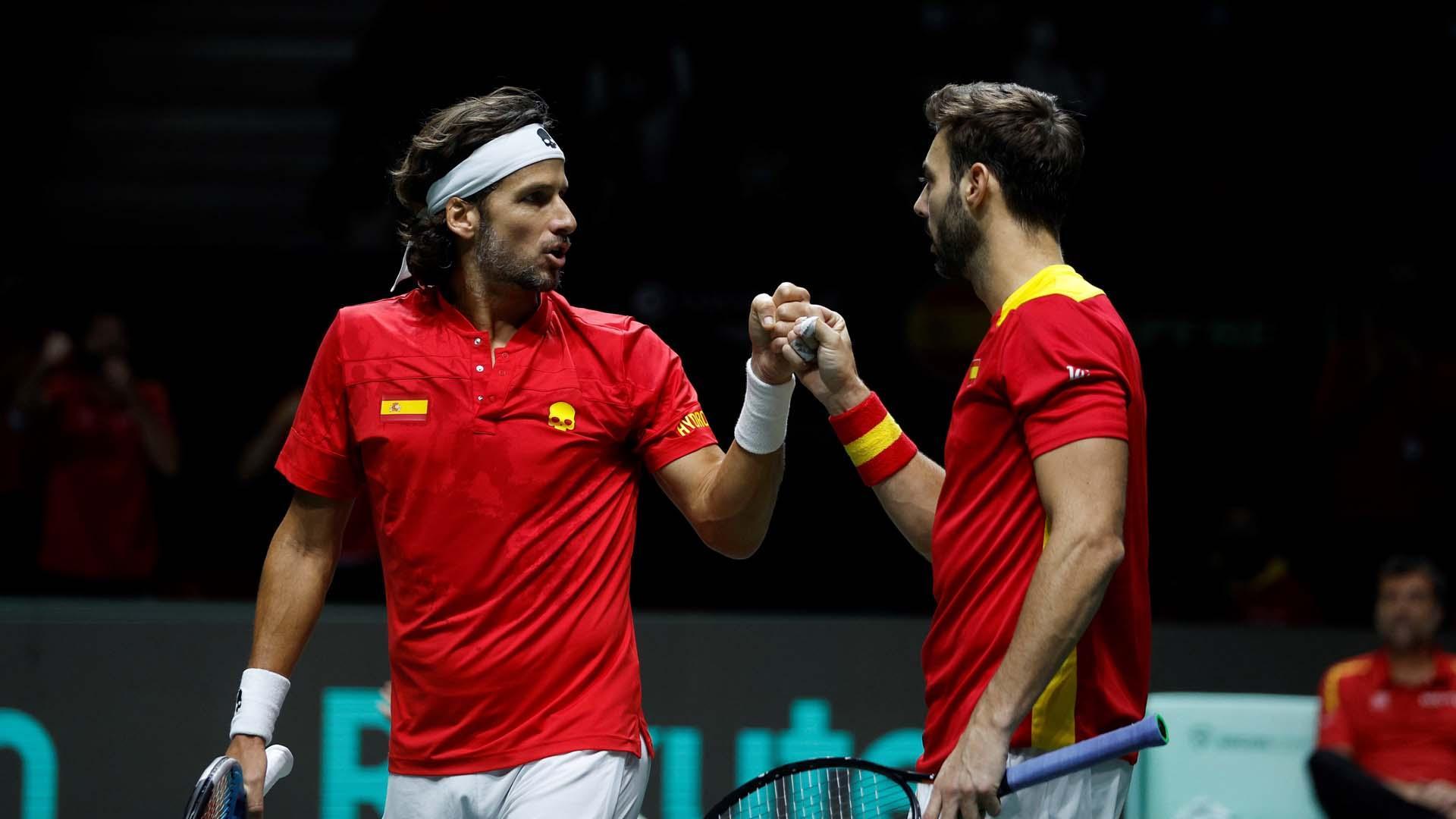 Feliciano López y Marcel Granollers, en el partido de dobles ante Rusia de la Davis 2021