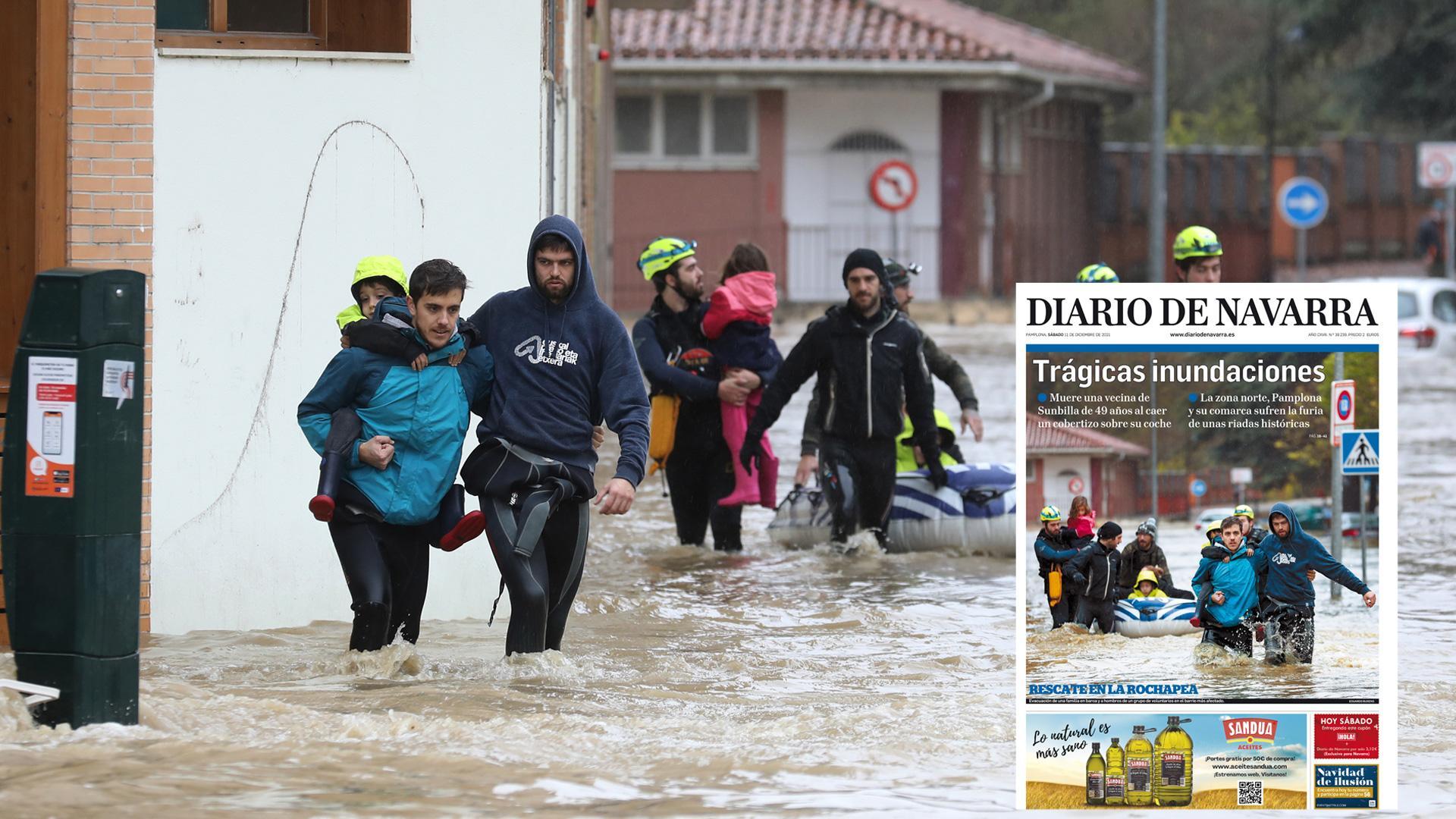 Amigos y vecinos de la Rochapea ayudan a evacuar a una madre y a sus tres hijos