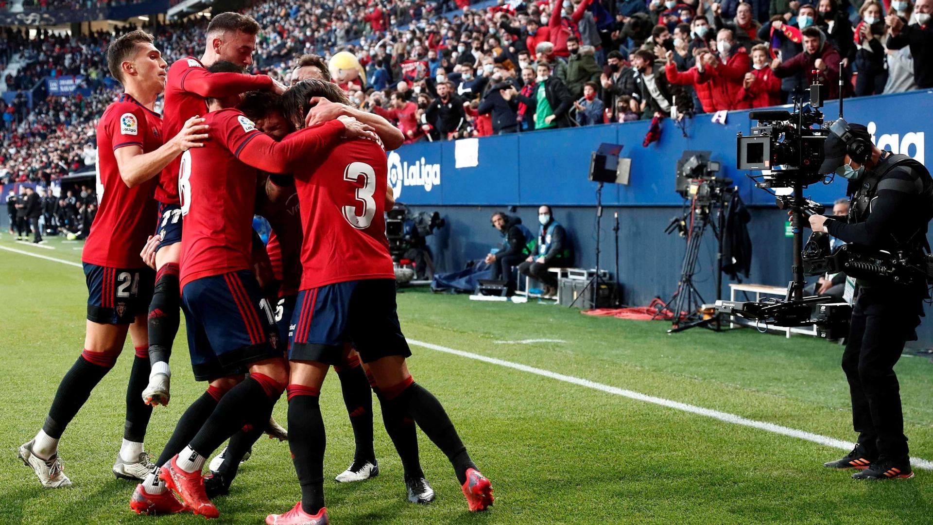 Celebración del primer gol de Osasuna