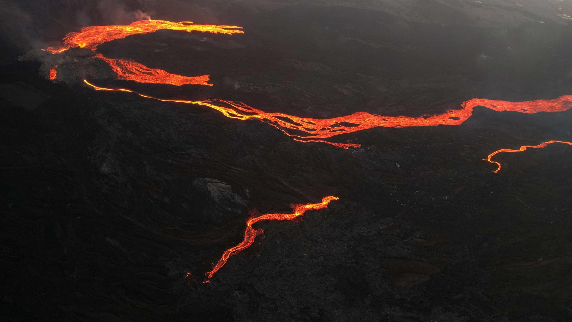 Vista aérea de la lava del volcán Cumbre Vieja
