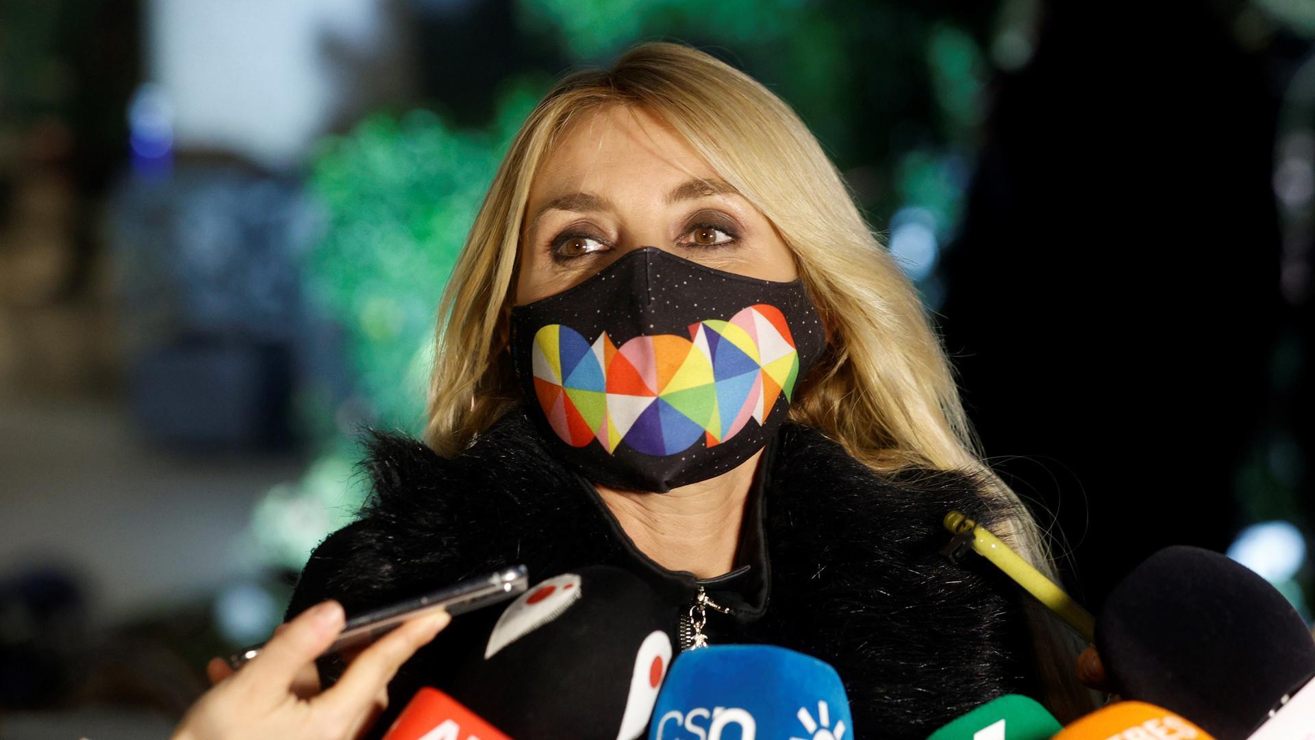 La actriz Cayetana Guillén Cuervo, a su llegada al tanatorio San Isidro de Madrid