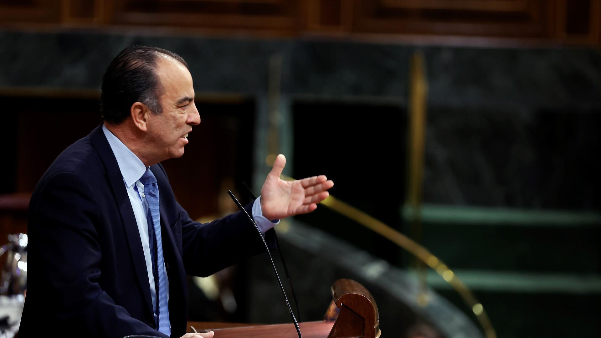 El diputado de Navarra Suma, Carlos García Adanero, interviene en el pleno celebrado en el Congreso de los Diputados en Madrid este miércoles