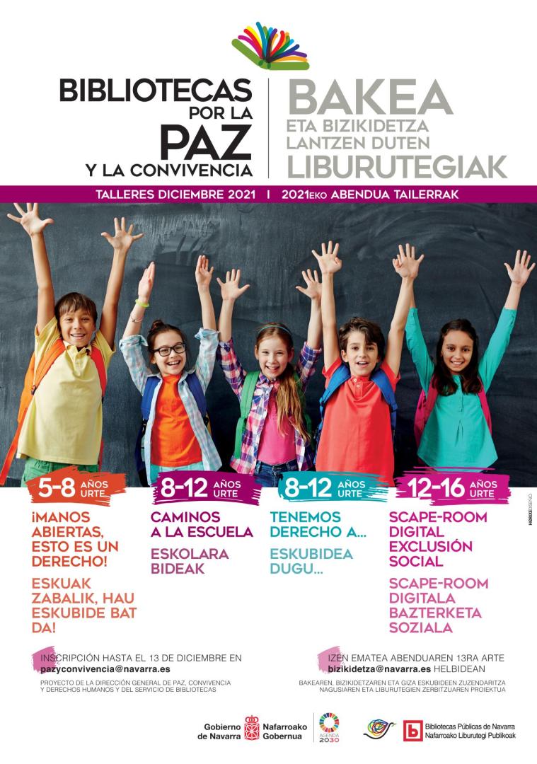 Cartel de los talleres que organizan las bibliotecas en Navidad