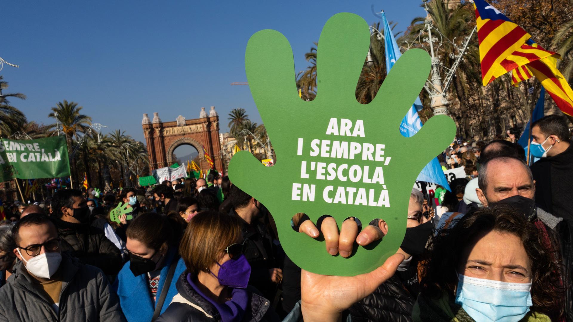 Manifestación en Barcelona en defensa de la inmersión lingüística