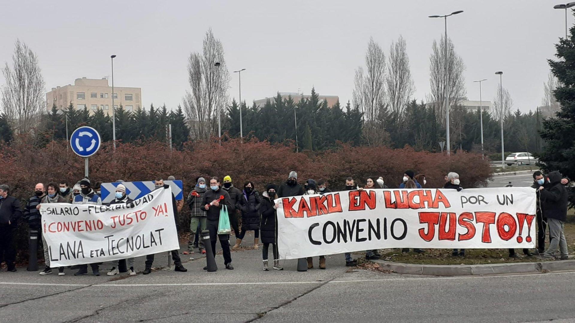 Una protesta de los trabajadores de Lácteos de Navarra y Tecnolat
