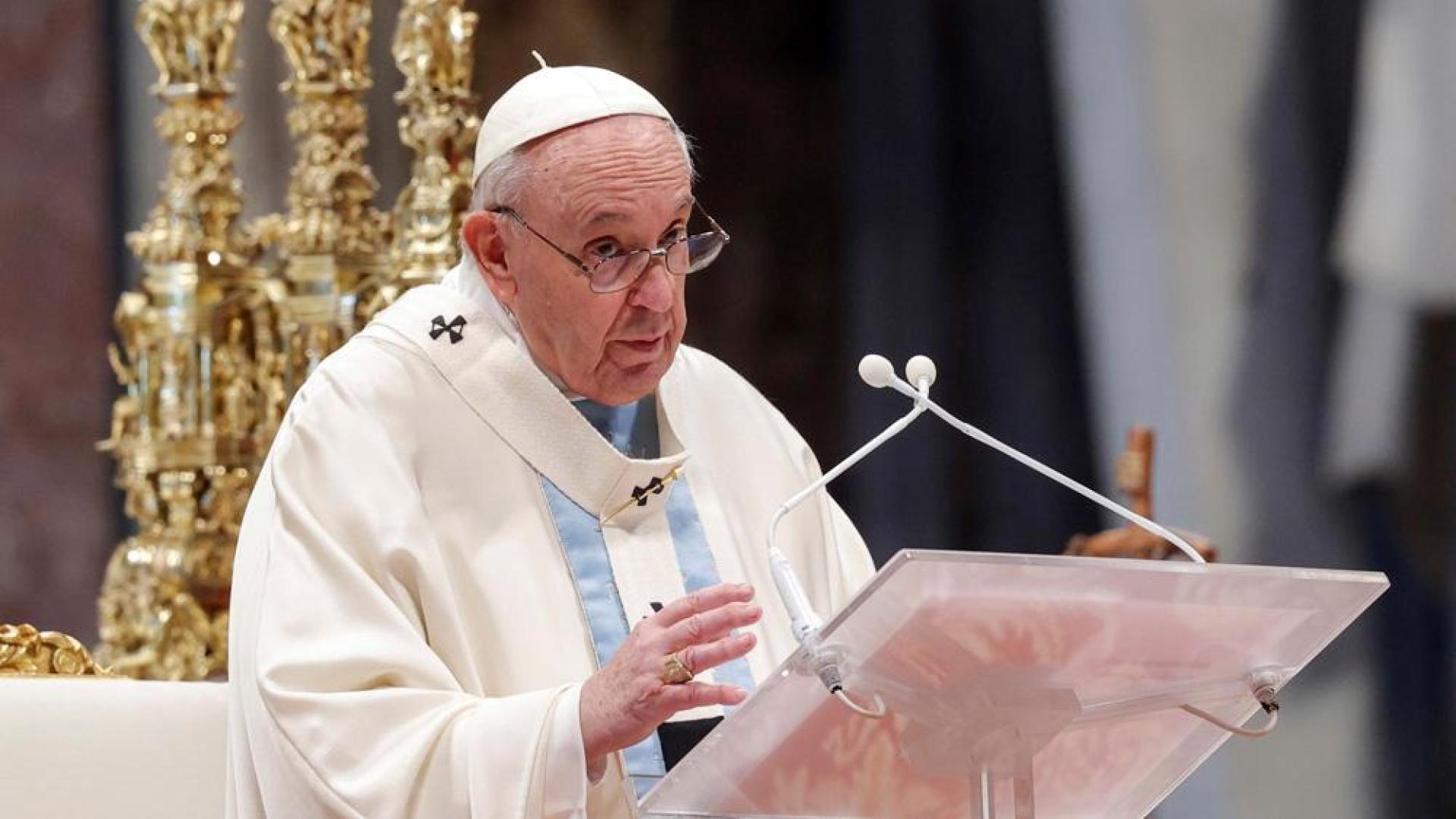 El papa Francisco, durante la primera misa del año