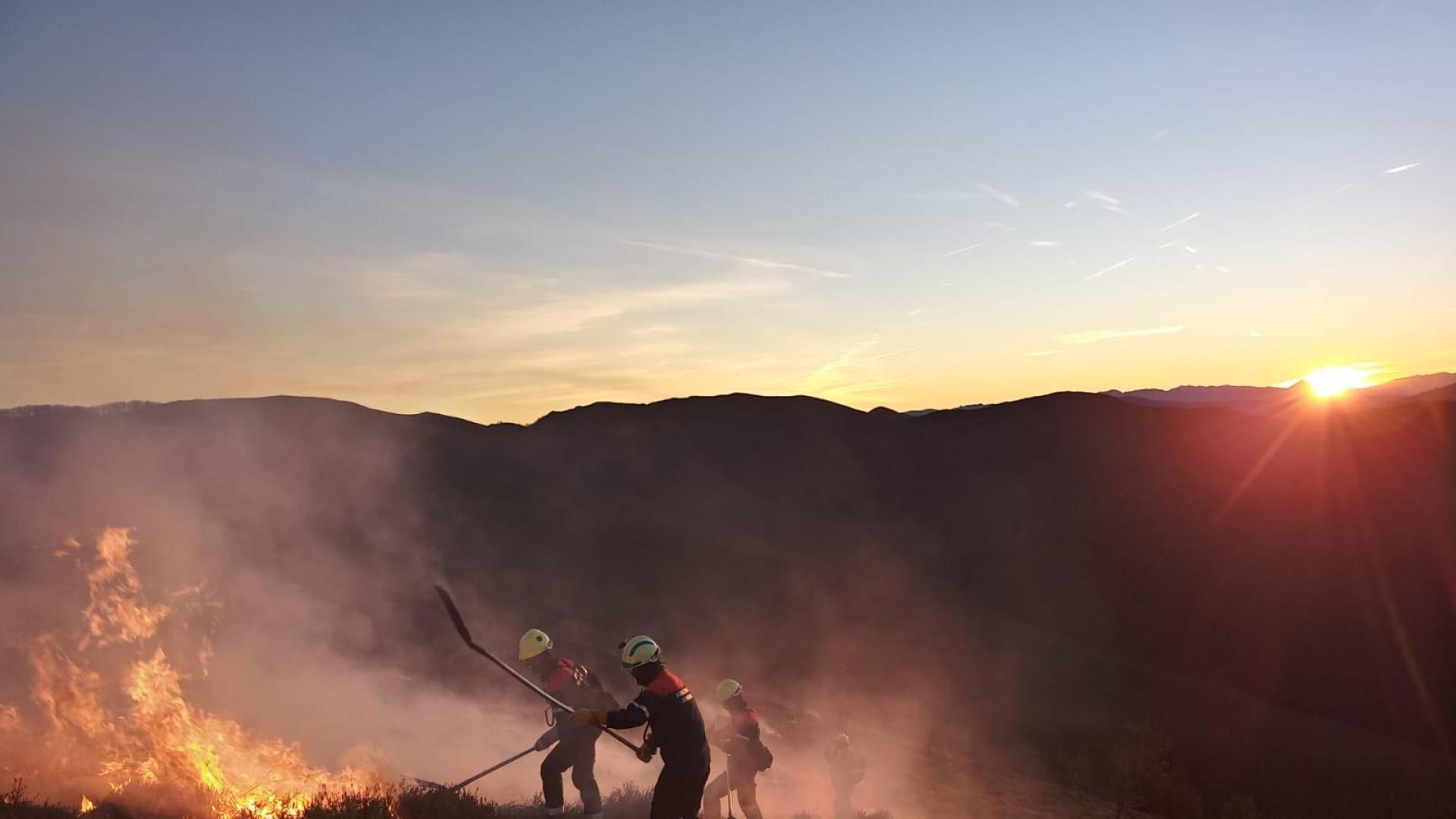 Guarderío forestal y guardas de Artikutza colaboran en la extinción del incendio