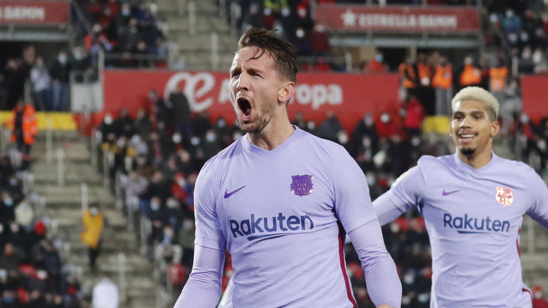 Luuk de Jong celebra con rabia el gol anotado ante el Mallorca
