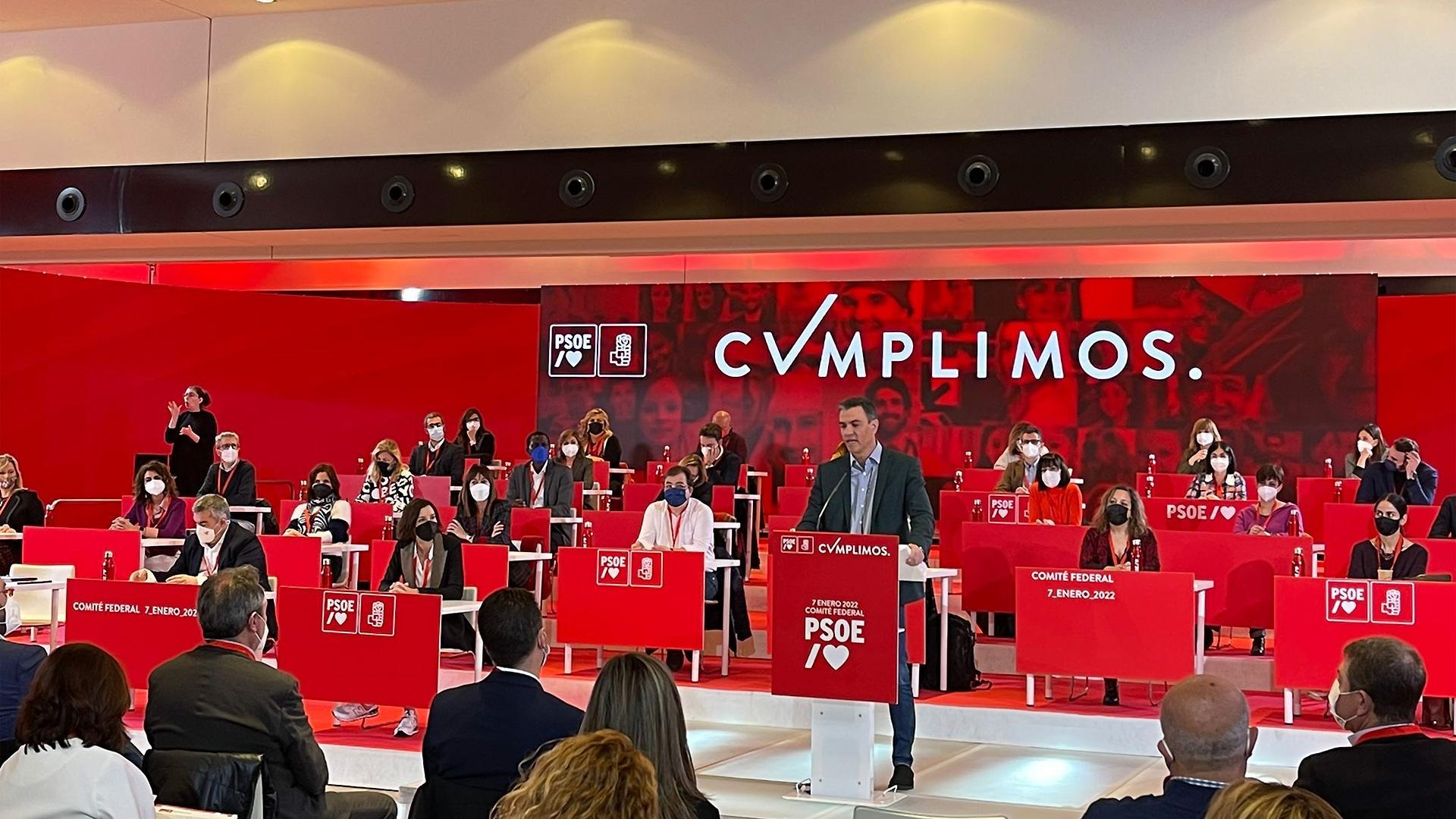 Pedro Sánchez interviene durante el Comité Federal del PSOE