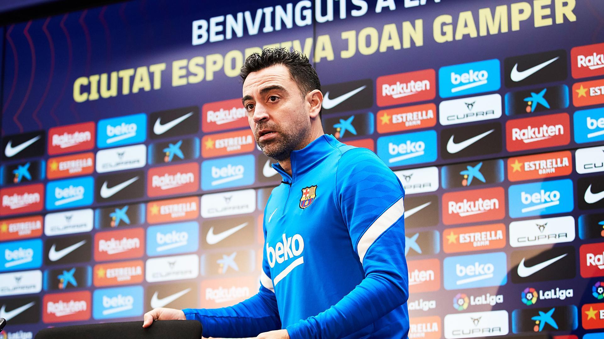 El míster del Barça, Xavi Hernández, antes de la rueda de prensa de este viernes 7 de enero