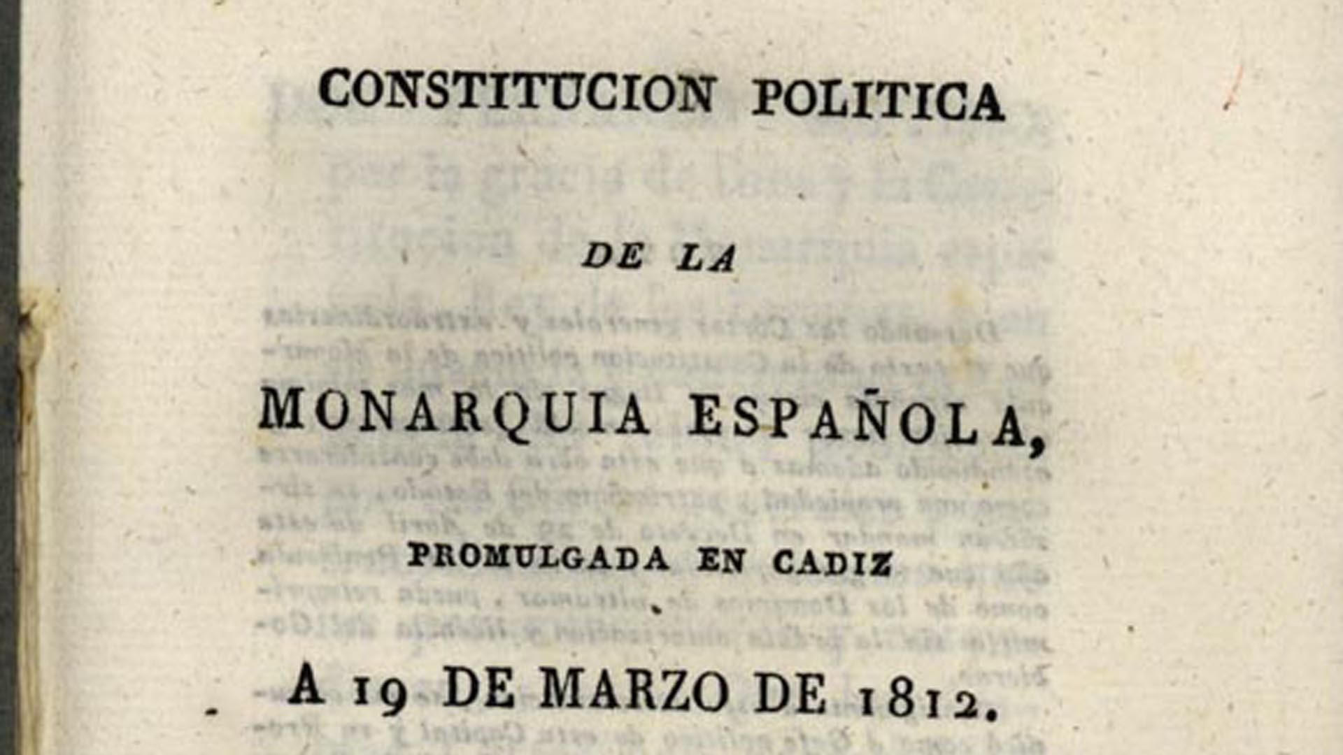 Ejemplar de la constitución de 1812 que se puede ver en la exposición del Archivo de Navarra