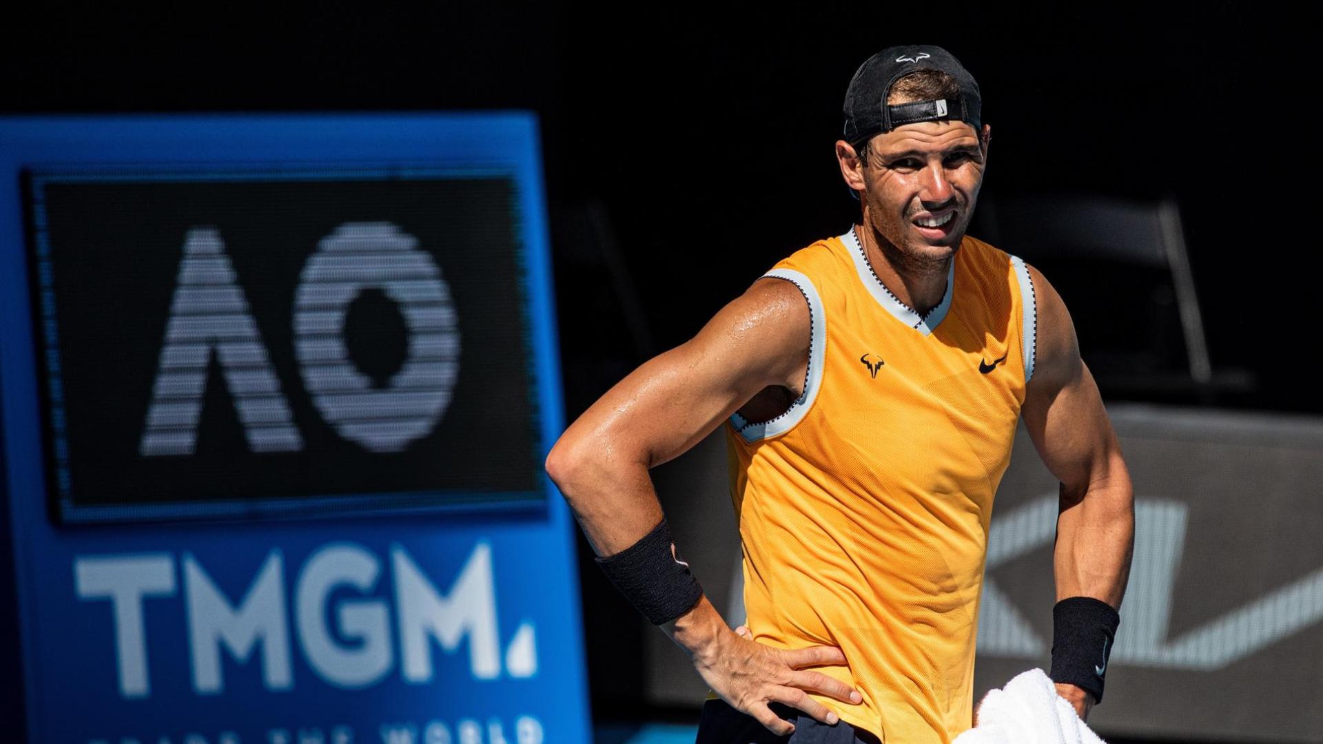 Rafa Nadal, durante los entrenamientos del Open de Australia