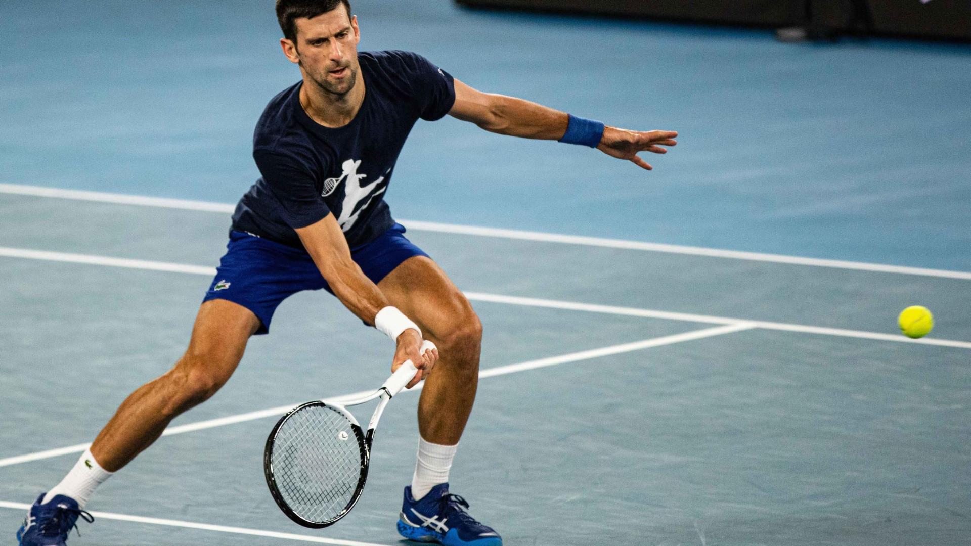 El serbio Novak Djokovic, durante un entrenamiento