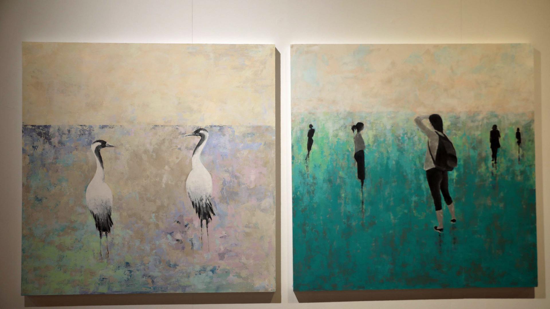 Dos de las obras que se pueden contemplar en la exposición colectiva de la Asociación Alfredo Sada en el Palacio del Condestable