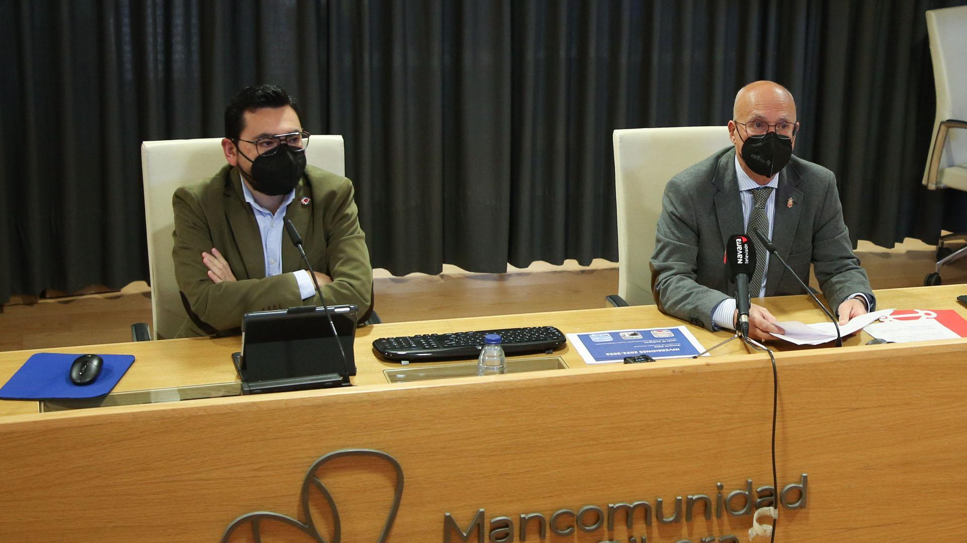 El director general, Jesús María Rodríguez, y el consejero Bernardo Ciriza, durante la rueda de prensa de este martes