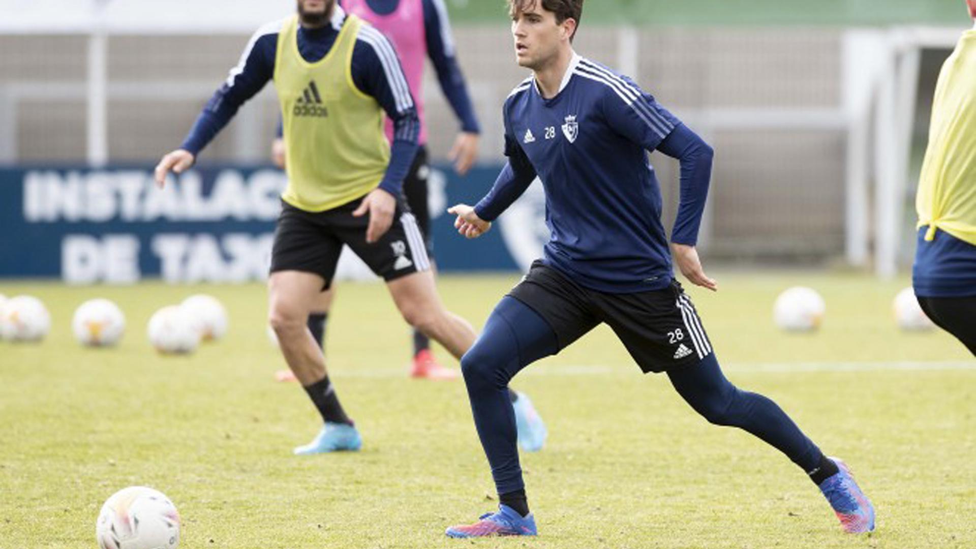 Javi Martínez, en el entrenamiento de este lunes