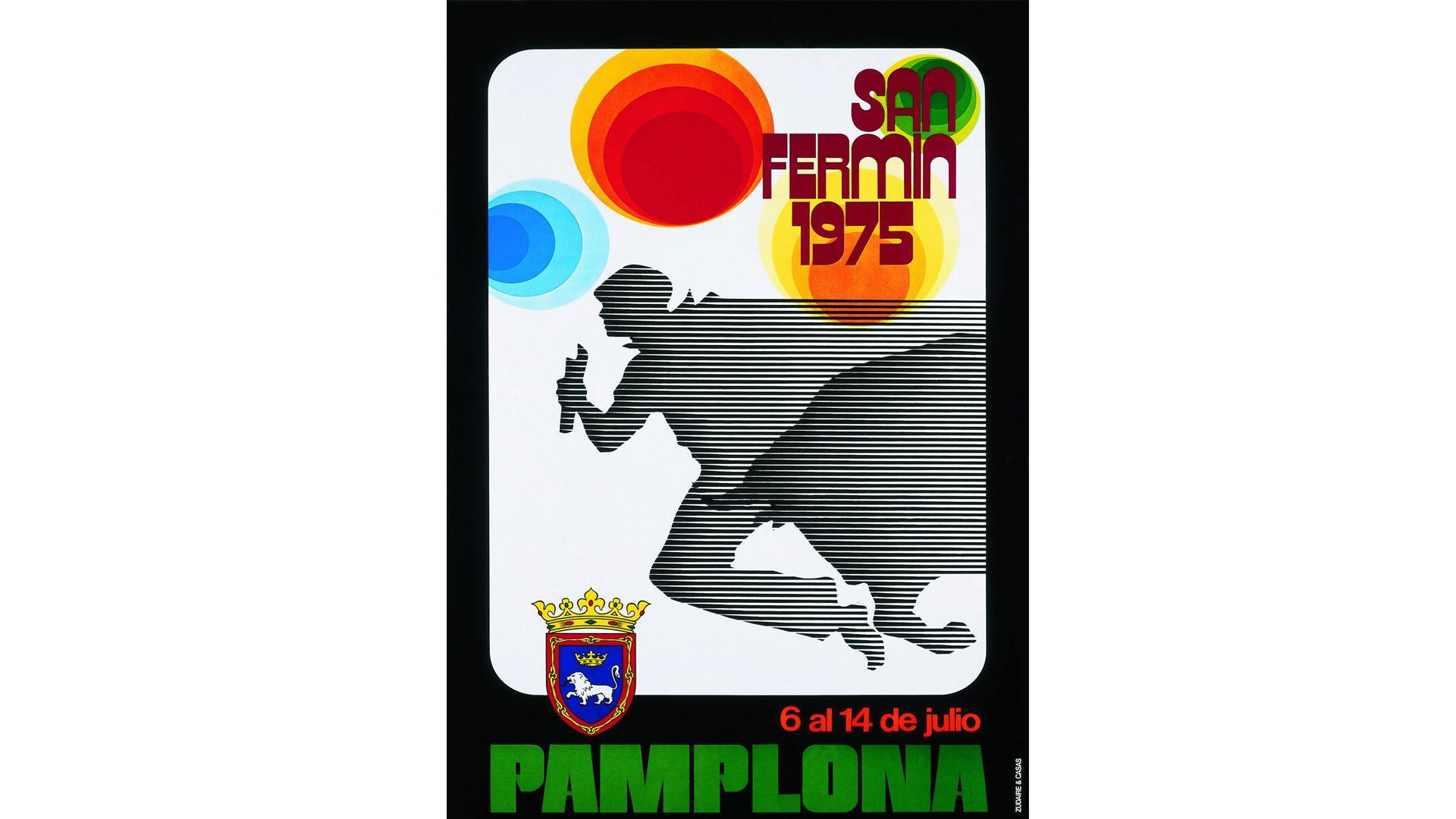 Cartel que anunció los Sanfermines en 1975, elegido por “su color y dinamismo”
