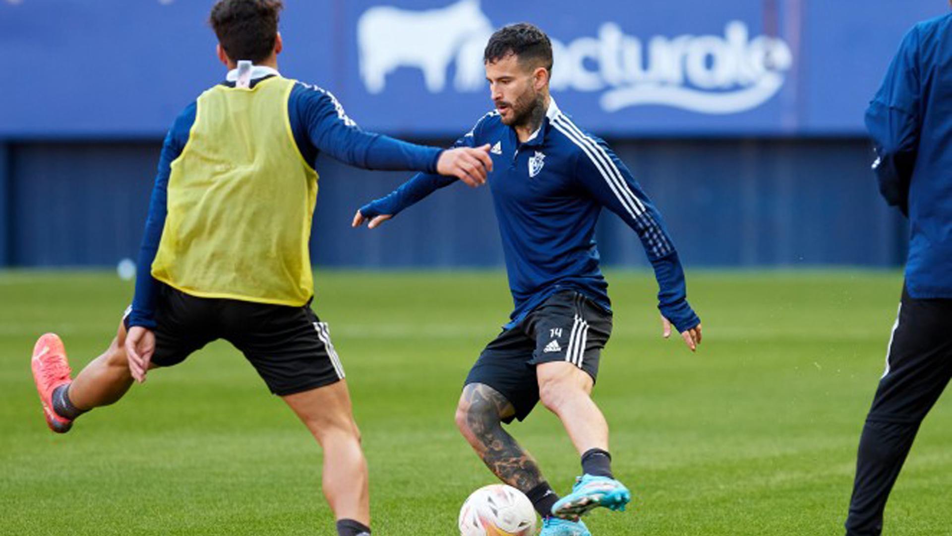 Rubén García, en el entrenamiento de este miércoles en El Sadar