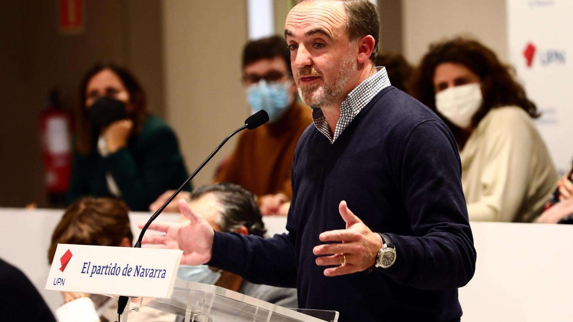 El presidente de UPN, Javier Esparza, en una intervención ante el consejo político de su partido